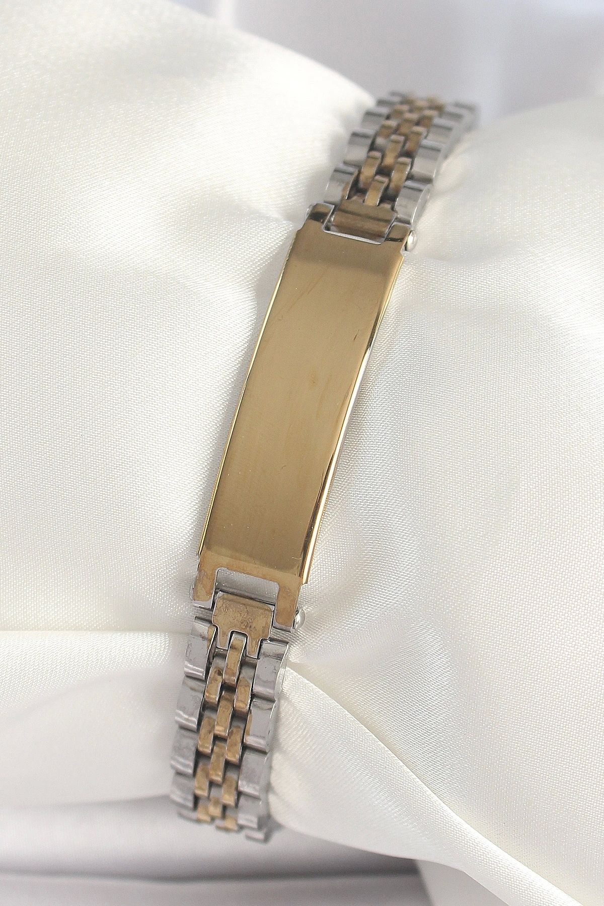 OurStyles 316L Çelik Gold Gümüş Renk Kalın Zincir Künye Model Erkek Bileklik - TJ-EB3717