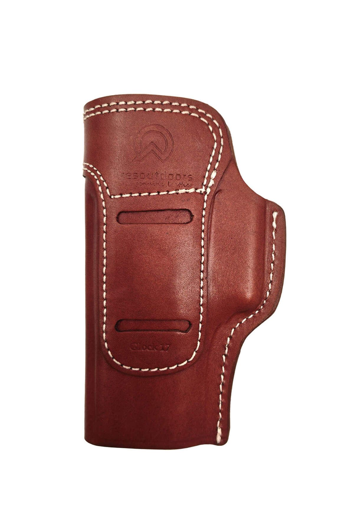 Aresoutdoors Glock 17 İçin Sağ-Sol Yönü Değişebilir Gerçek Deri Kahverengi İç-Dış Silah Kılıfı