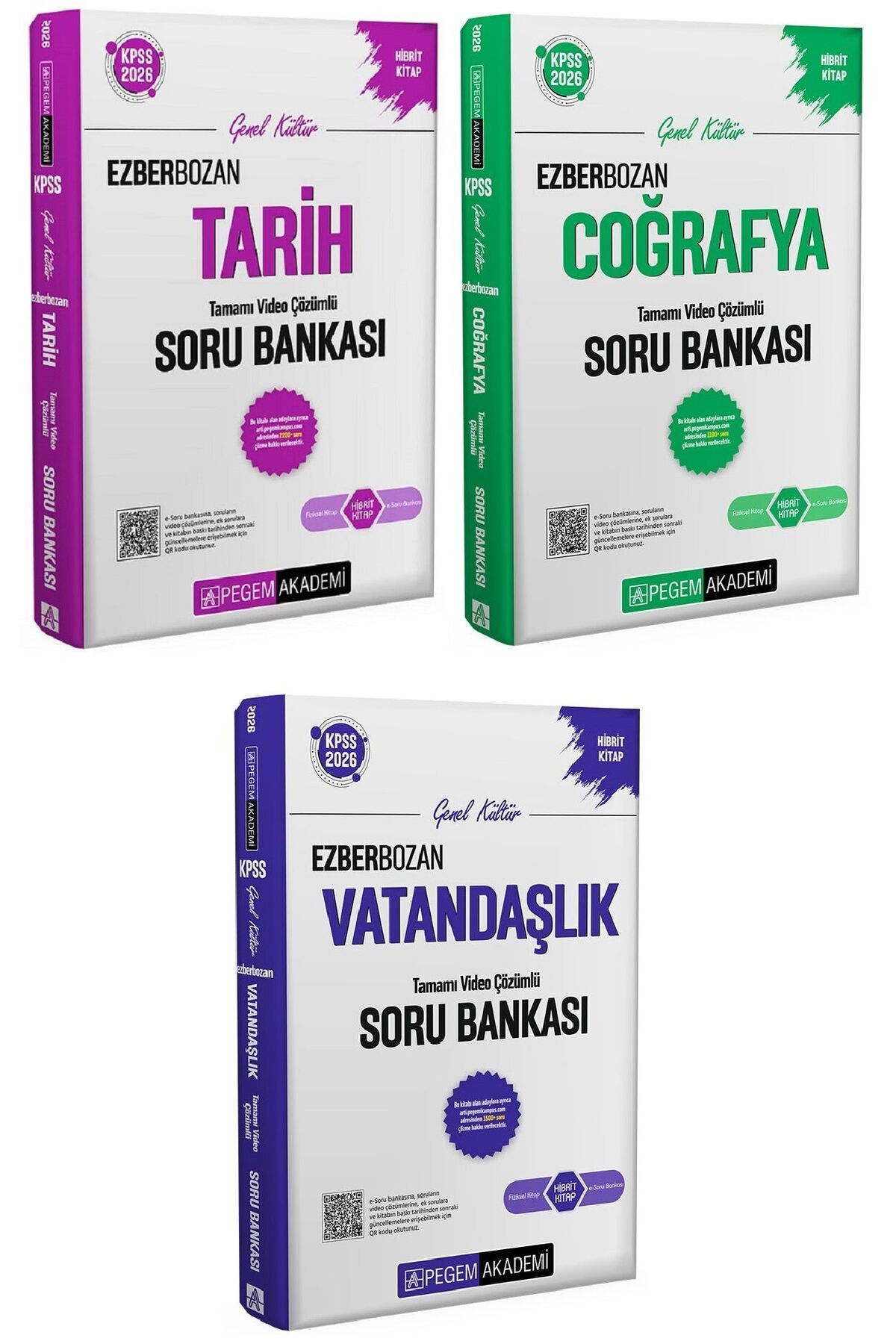 Garantör Akademi Pegem 2026 Bas. KPSS Tarih+Coğrafya+Vatandaşlık Ezberbozan Soru 3 lü Set