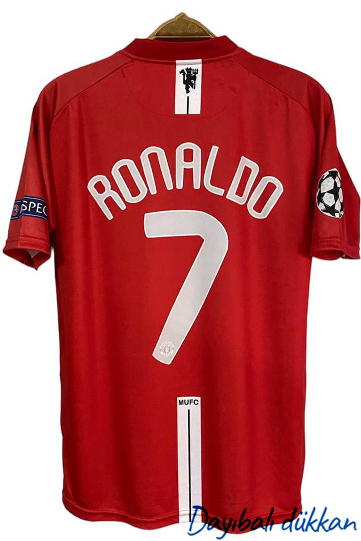 DAYIBALI DÜKKAN DAYIBALI Cristiano Ronaldo 2008 Kısa Kol Kırmızı Şampiyonlar Ligi Final Forması
