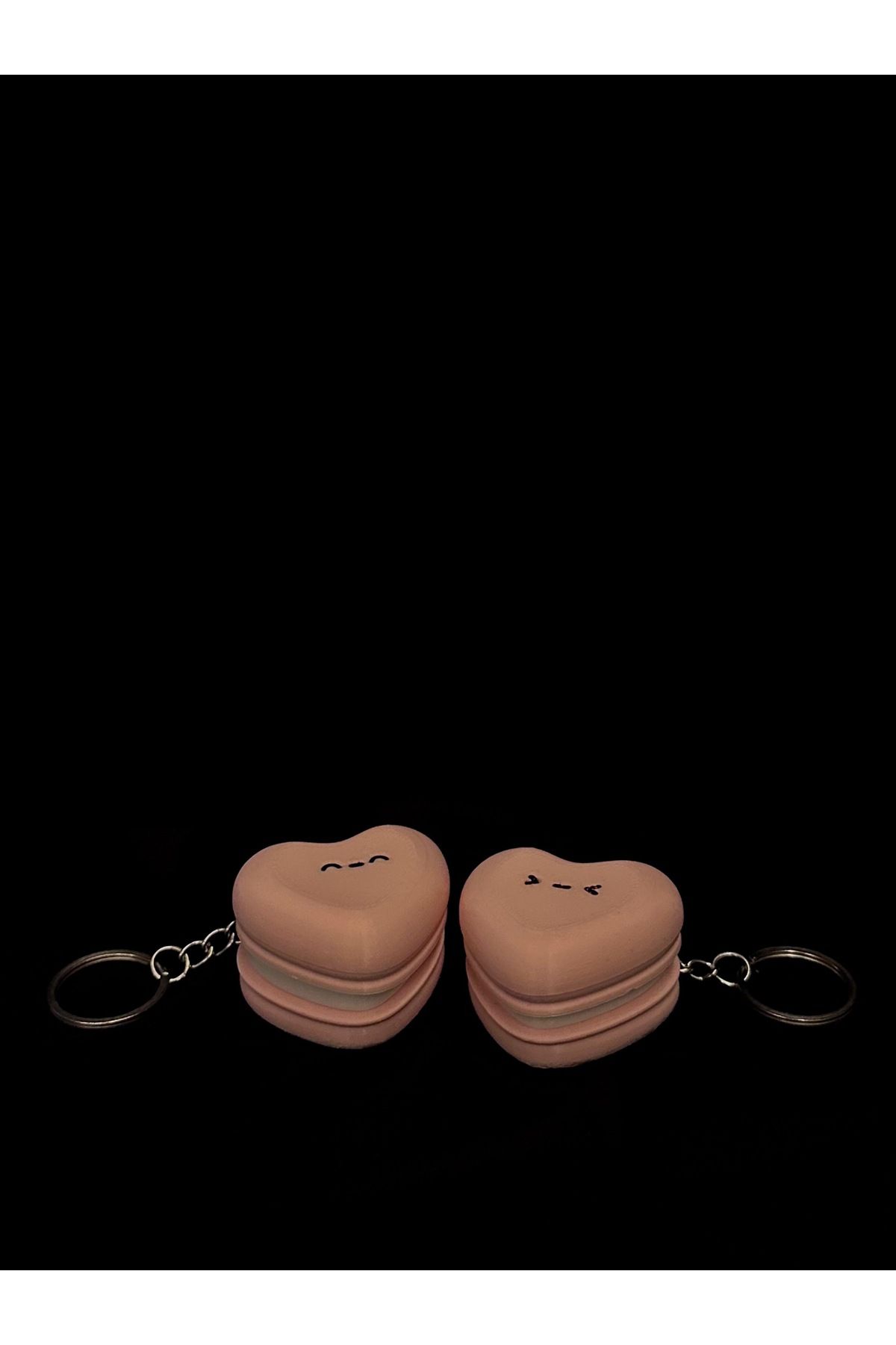 Minimal3D Kalp Şekilli Macaron Clicker Anahtarlık (2'li Set)
