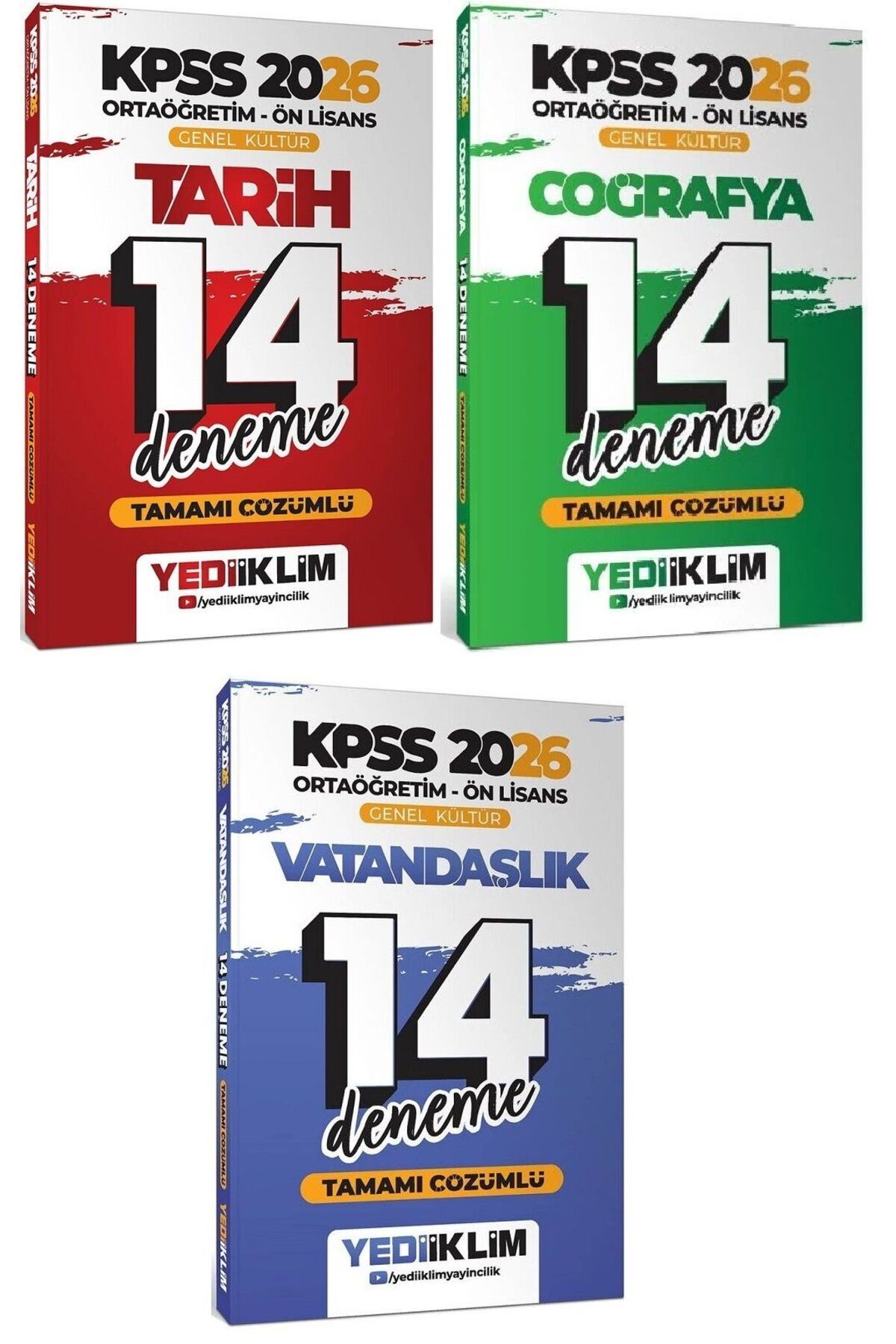 Makro Kitabevi Yayınları Yediiklim 2026 KPSS Lise Ön Lisans Tarih+Coğrafya+Vatandaşlık 42 Den 3 lü Set