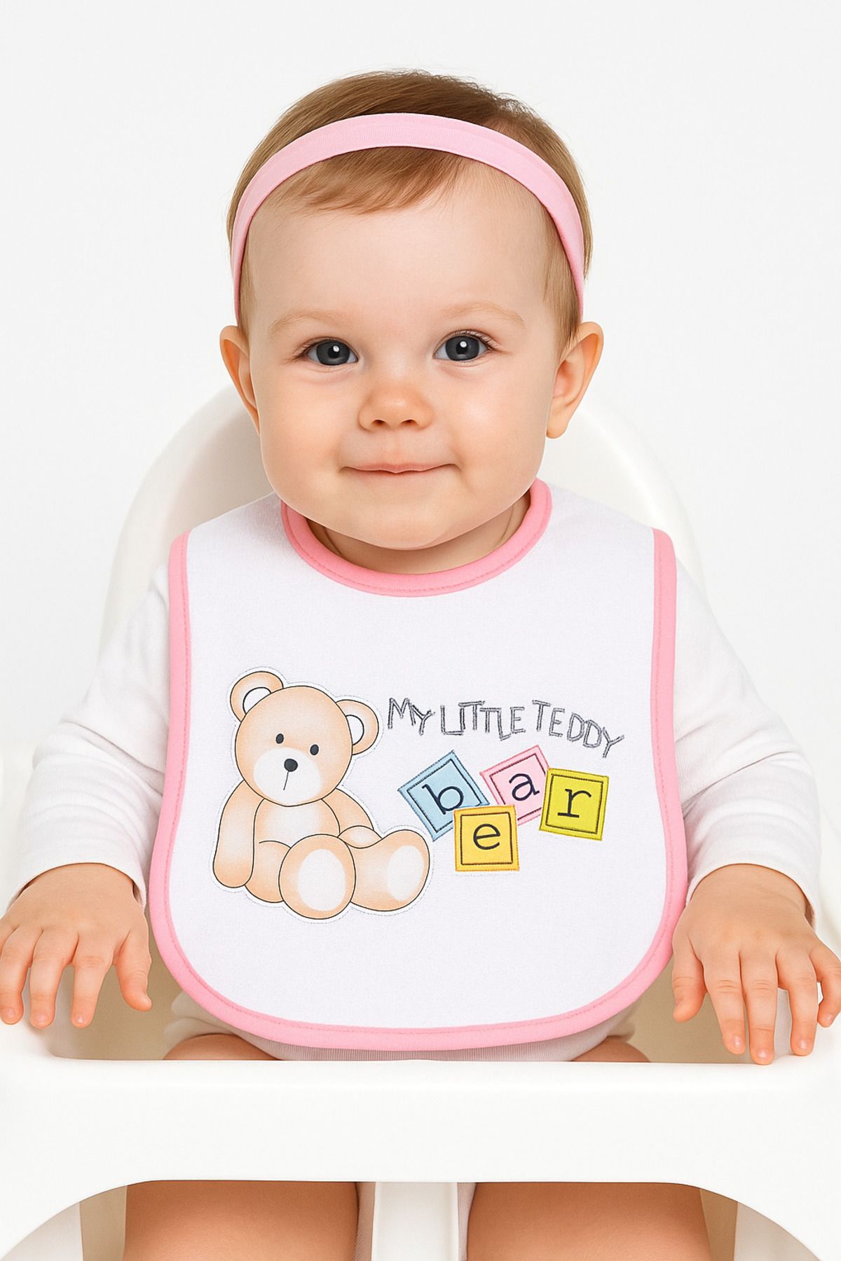 mia mia My Little Teddy Yazılı Kız Bebek Önlüğü 0-12 ay