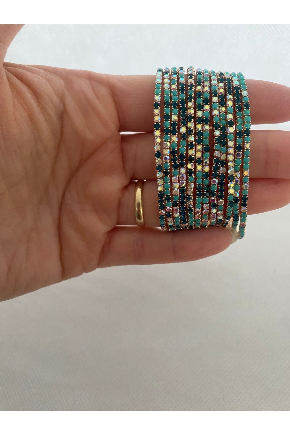 Butik Renkli Taşlı Çelik Bileklik