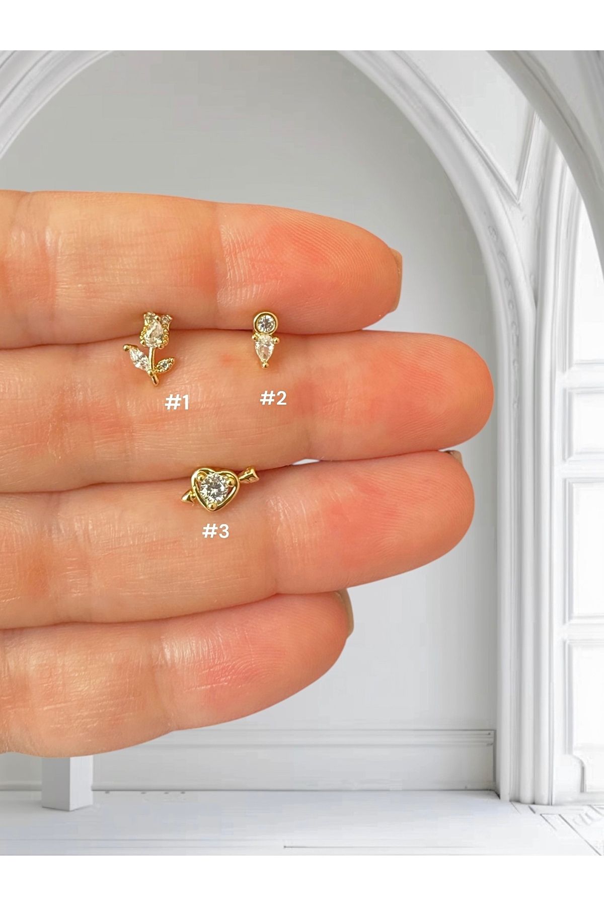 My Bellas Jewels Cerrahi Çelik Tragus Piercing, Helix, Flat, Conch, Lobe (1 Adet Seçenekli)