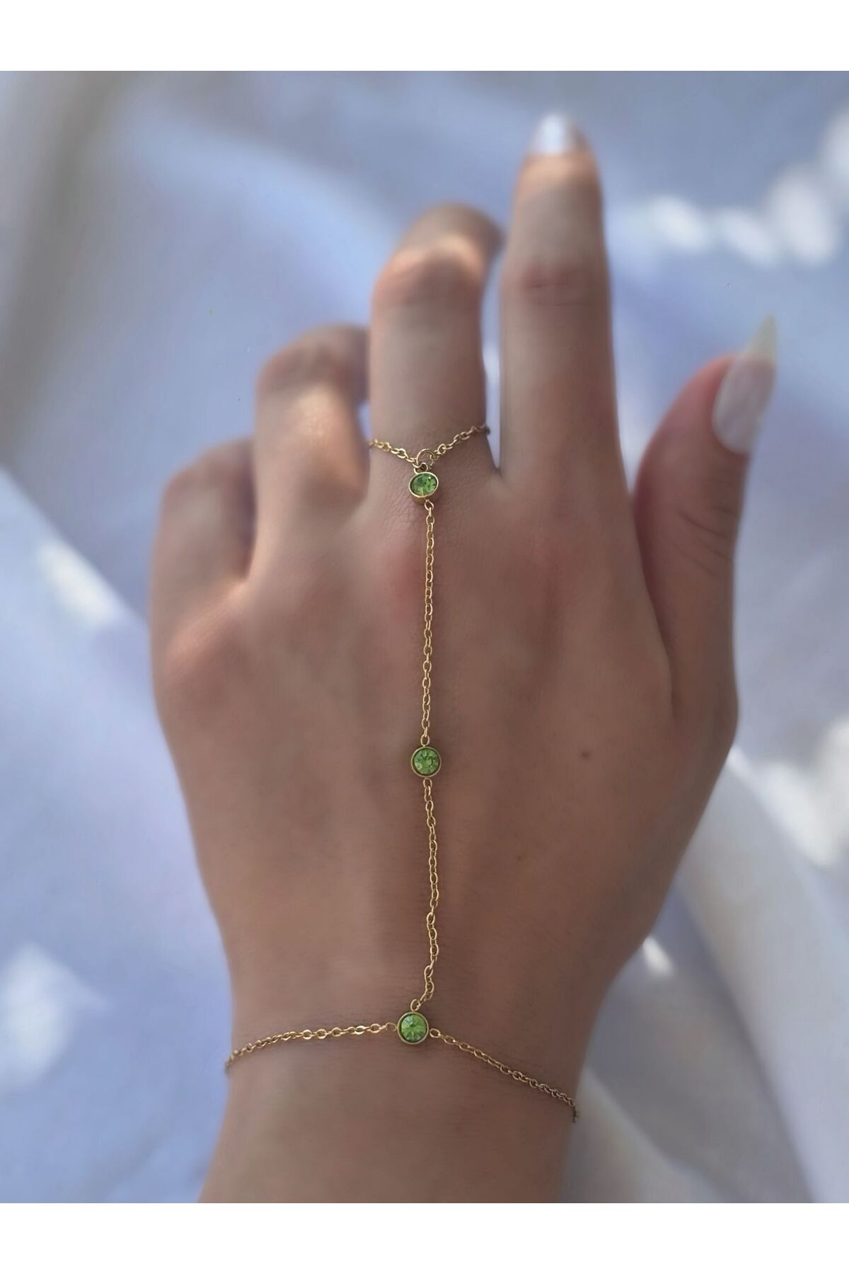 luvela Gold Zirkon Yeşil Taşlı Çelik Şahmeran