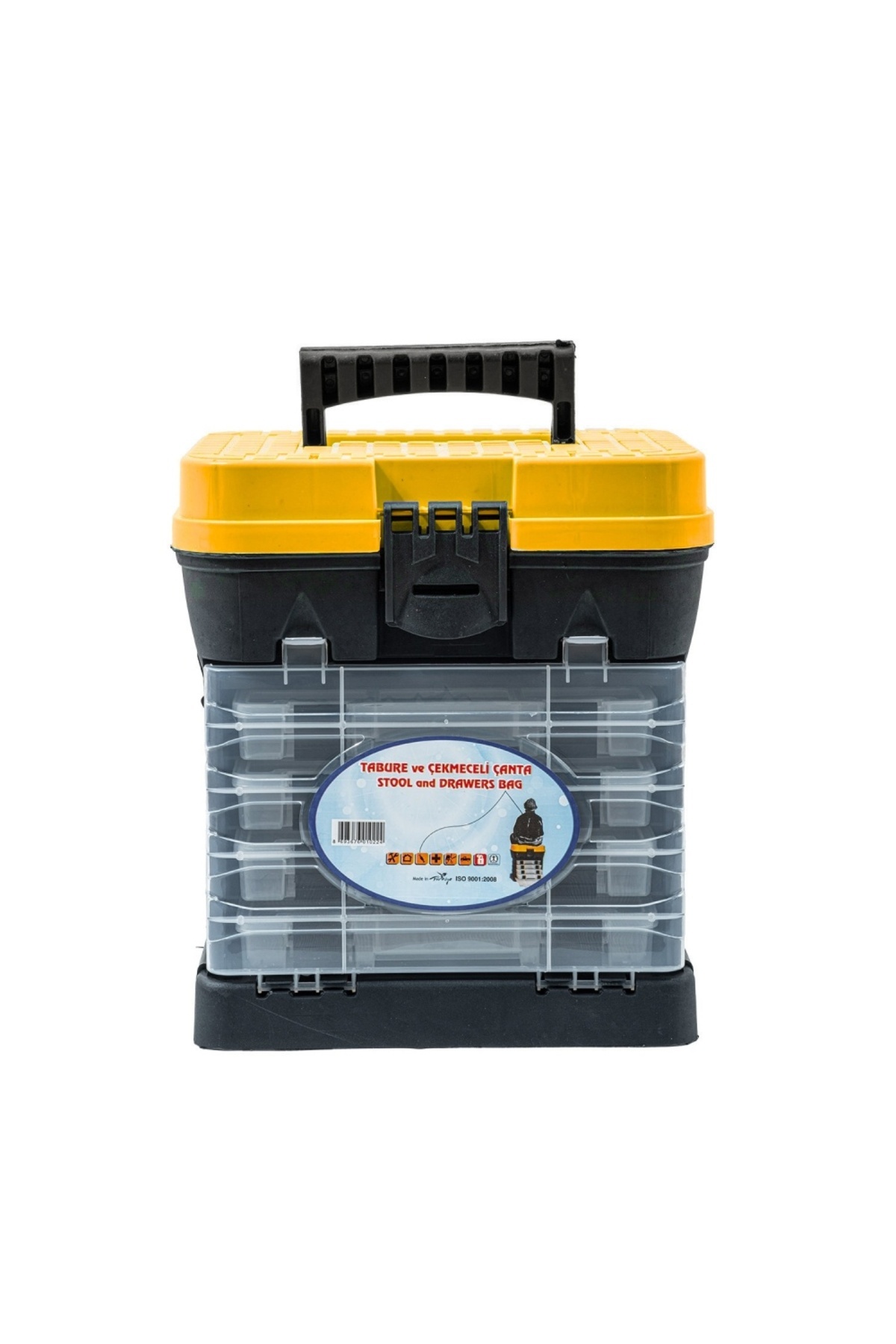 Genel Markalar Tabureli Balıkçı Takım Çantası - 4 Çekmeceli - Sarı