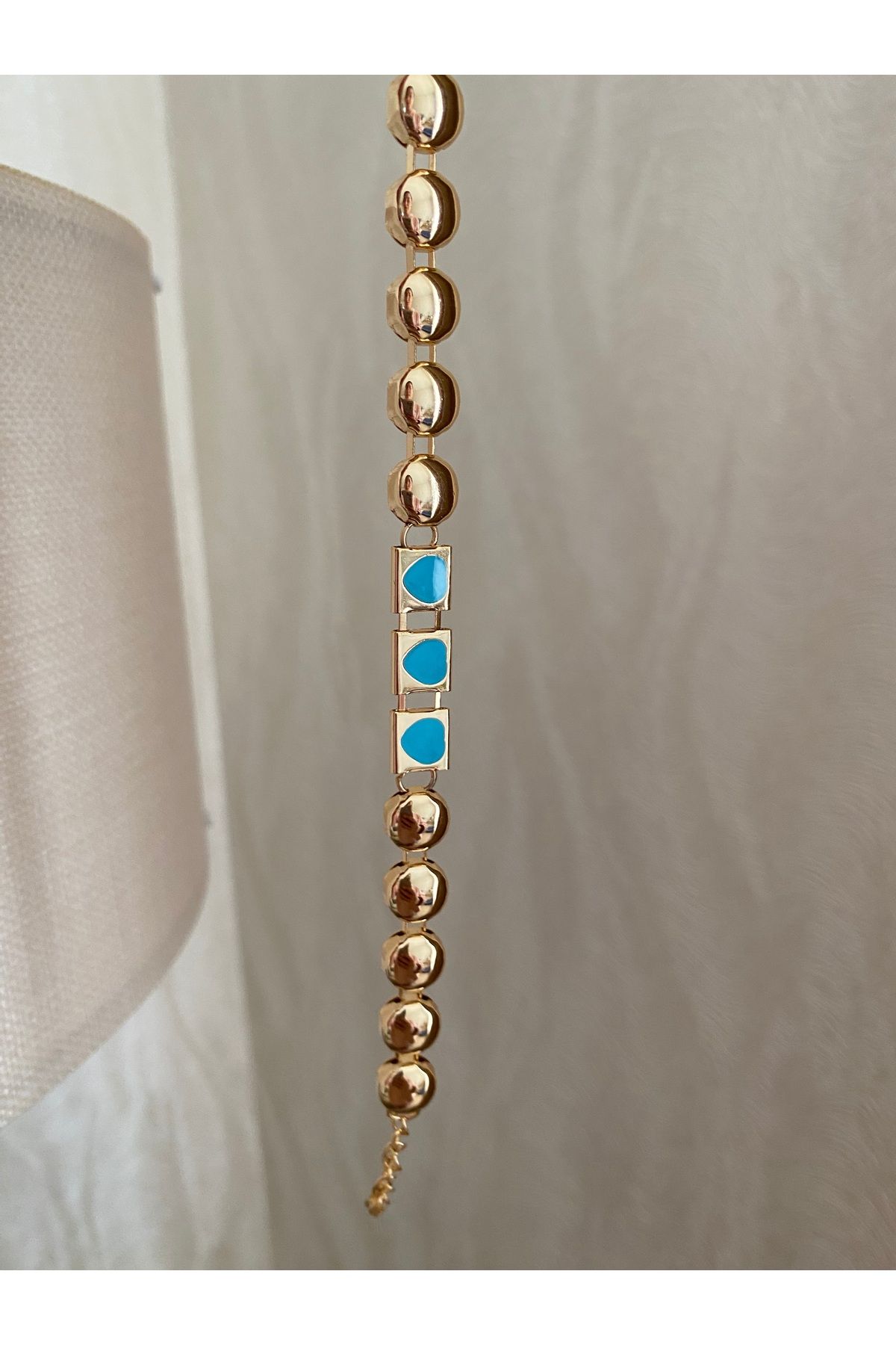 Petek Collection Renkli mineli gold altın kaplama bileklik