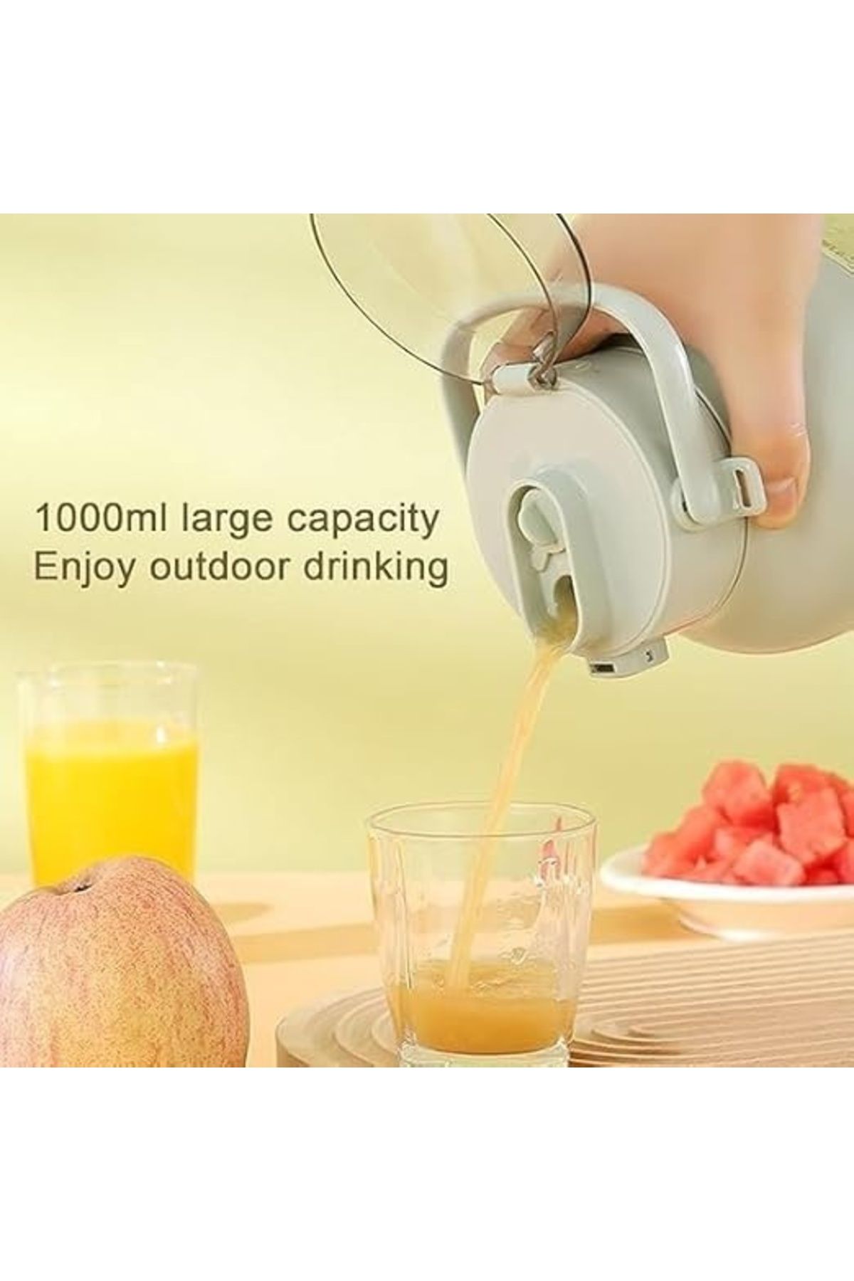 FOXMAG24-Portable Usb Blender, 4 Blades, Rechargeable, With Additional Lid, For Smoothie, Green 4