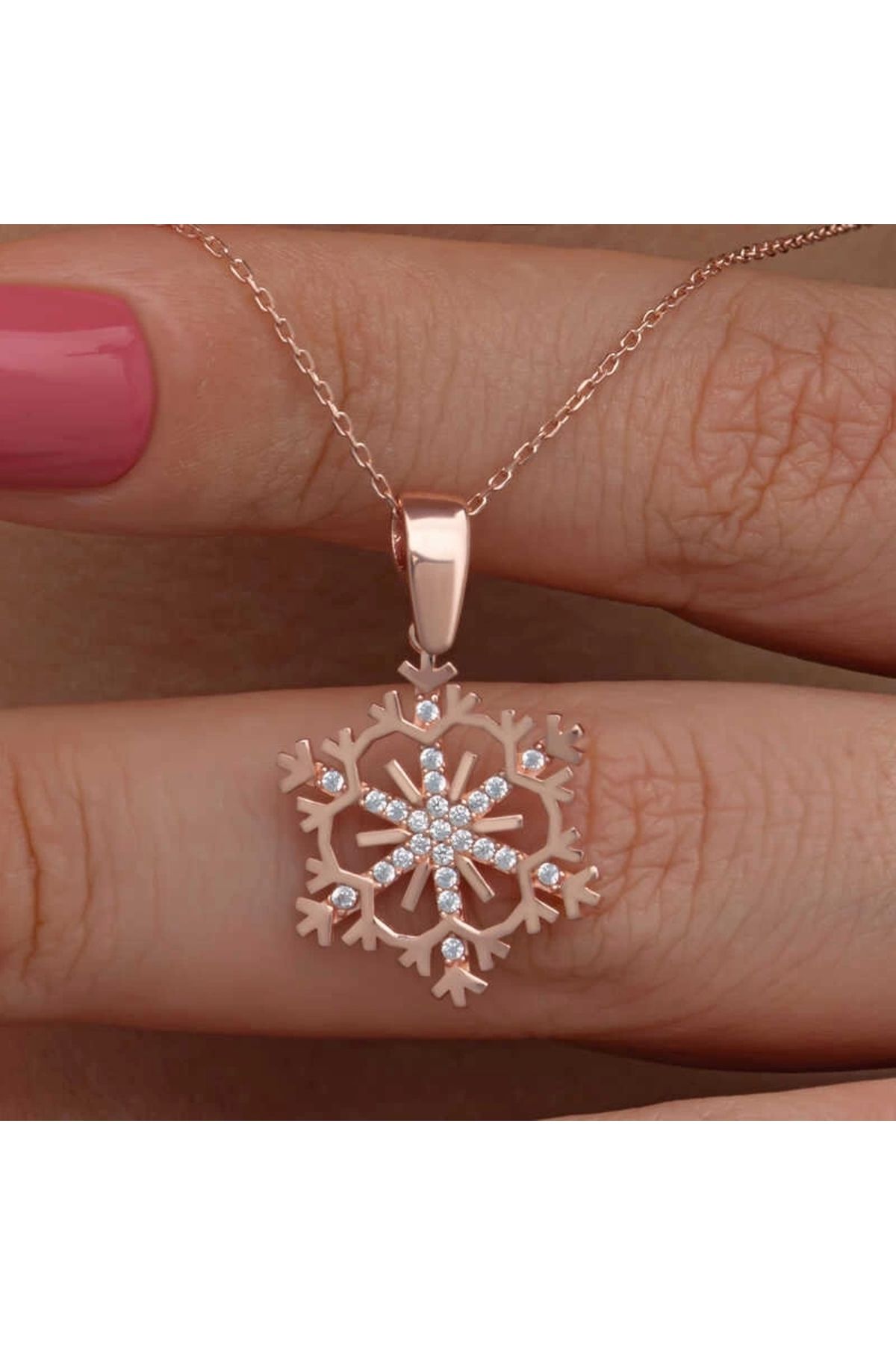 minaydan 925 Ayar Gümüş Rose Kar Tanesi Kadın Kolye
