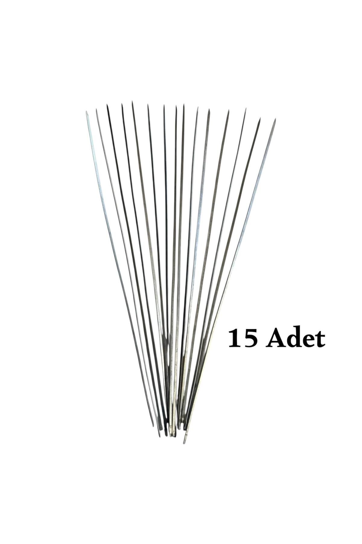 YILMAZNARGİLE Ciğer Şişi 15 Adet 55 cm ,Et Mangal Yassı şiş (uzunluk 55 cm ),Mangal Aksesuarı Kebap,Ciğer,Kuşbaşı