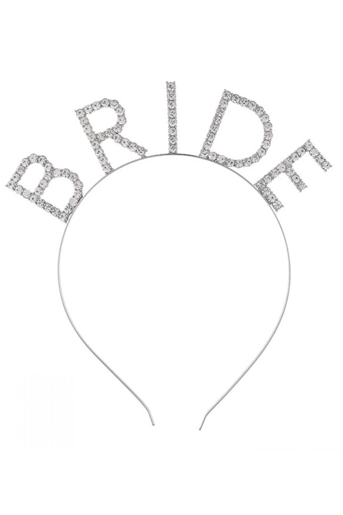 minaydan Bekarlığa Veda Mega Boy Kristal Taşlı Gümüş Bride Taç Gelin Tacı 20X21 cm