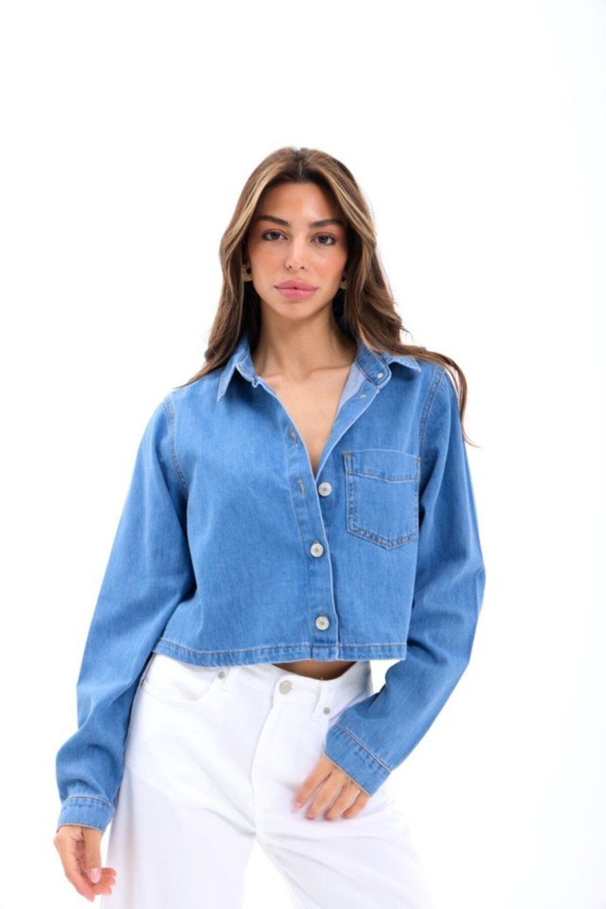 velmorafashion 7367 KOT GÖMLEK-MAVİ