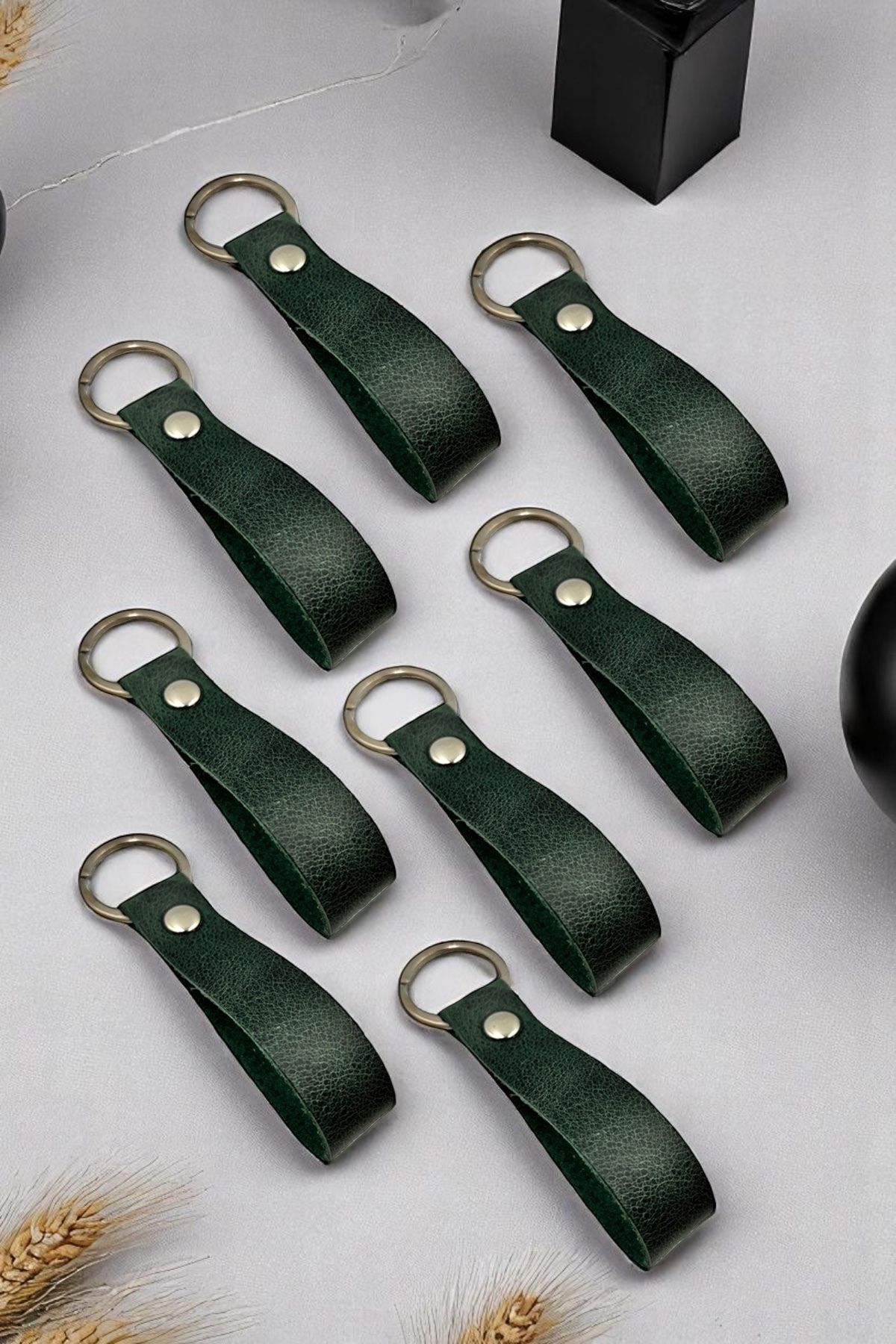 pepuza 8'li Hakiki Deri Artisan Series Anahtarlık Yeşil - Özelleştirilebilir