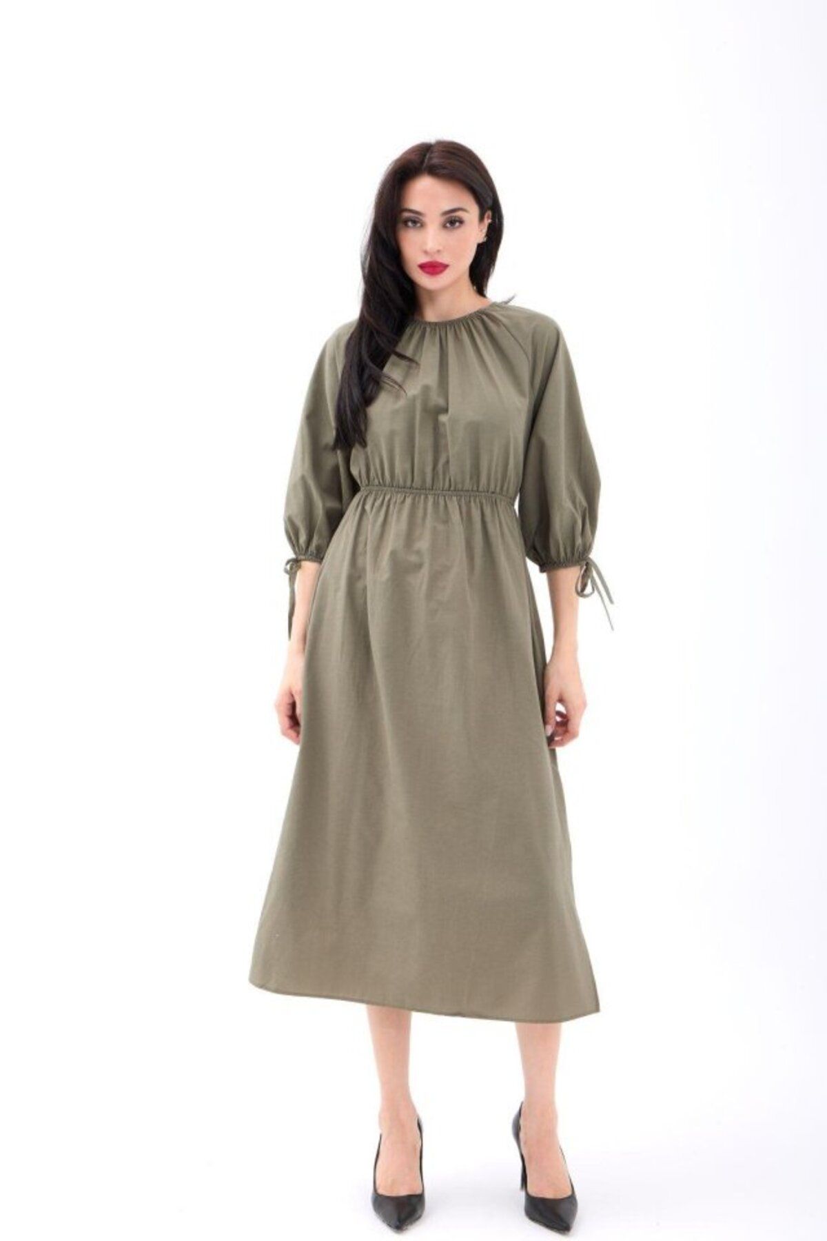 velmorafashion 6774 ELBİSE-HAKİ