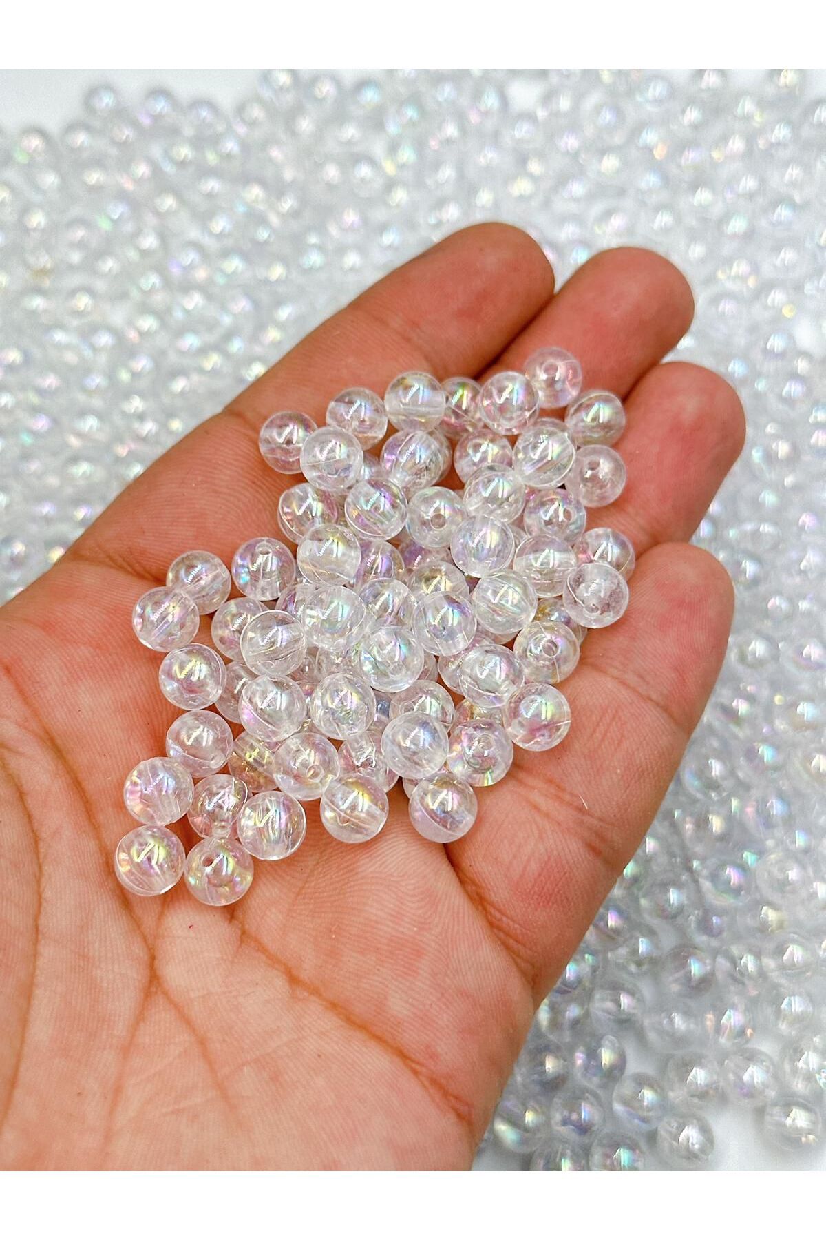 E.B EBRULİ BONCUK 8 mm Akrilik Boncuk Delikli Renkli Boncuk Takı Yapımı Bead (50 gram)