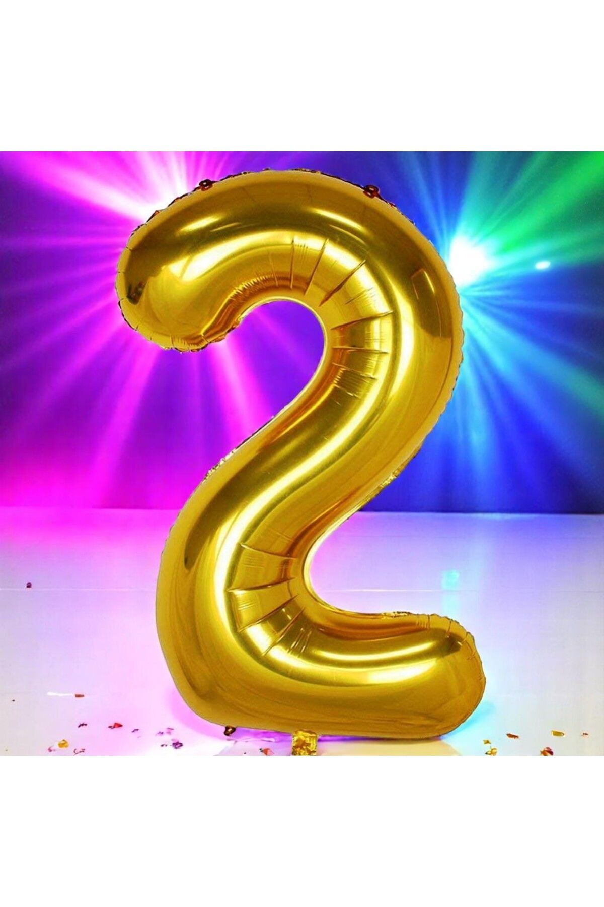 Kuzey GOLD 2 RAKAM FOLYO BALON UÇAN BALONA HELYUM GAZINA UYGUN YÜKSEK KALİTE 1 METRE GOLD 2 RAKAM BALON