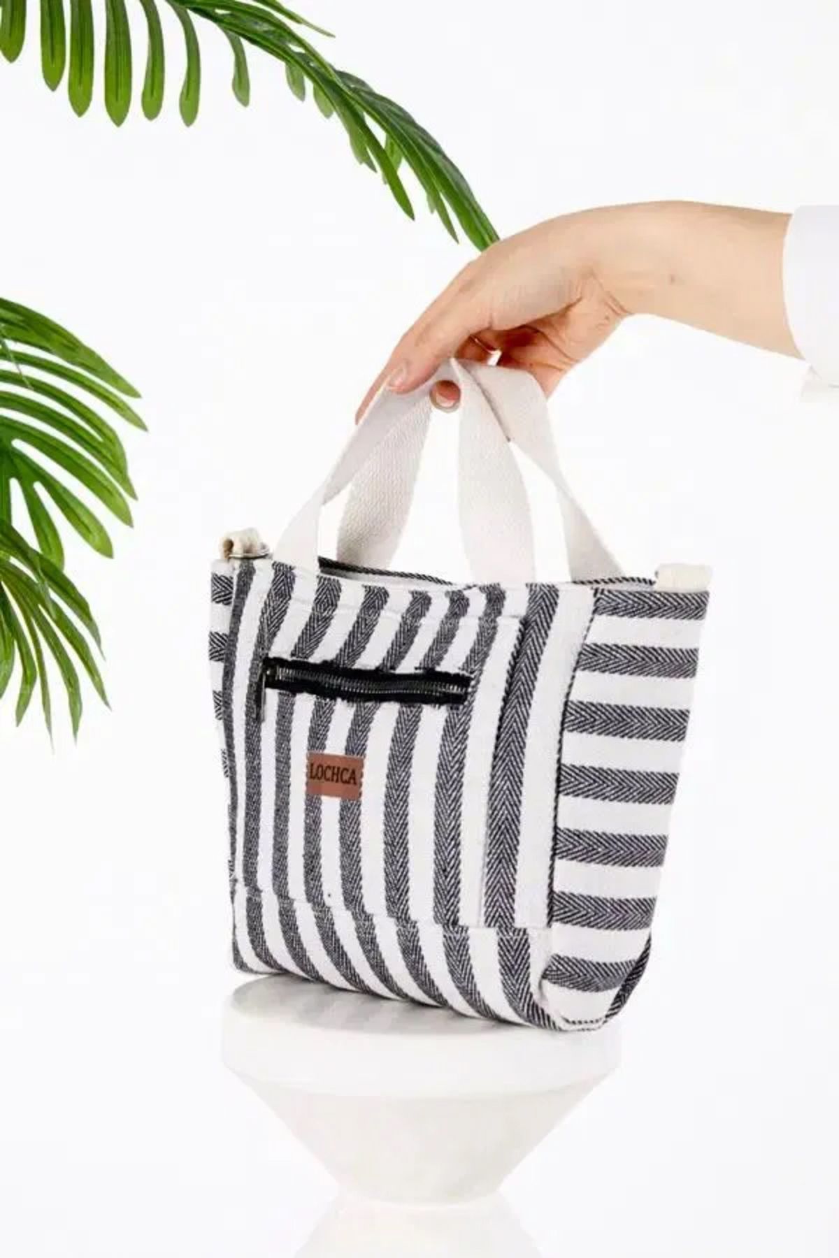 Butik Kadın ÇİZGİLİ ÇANTA