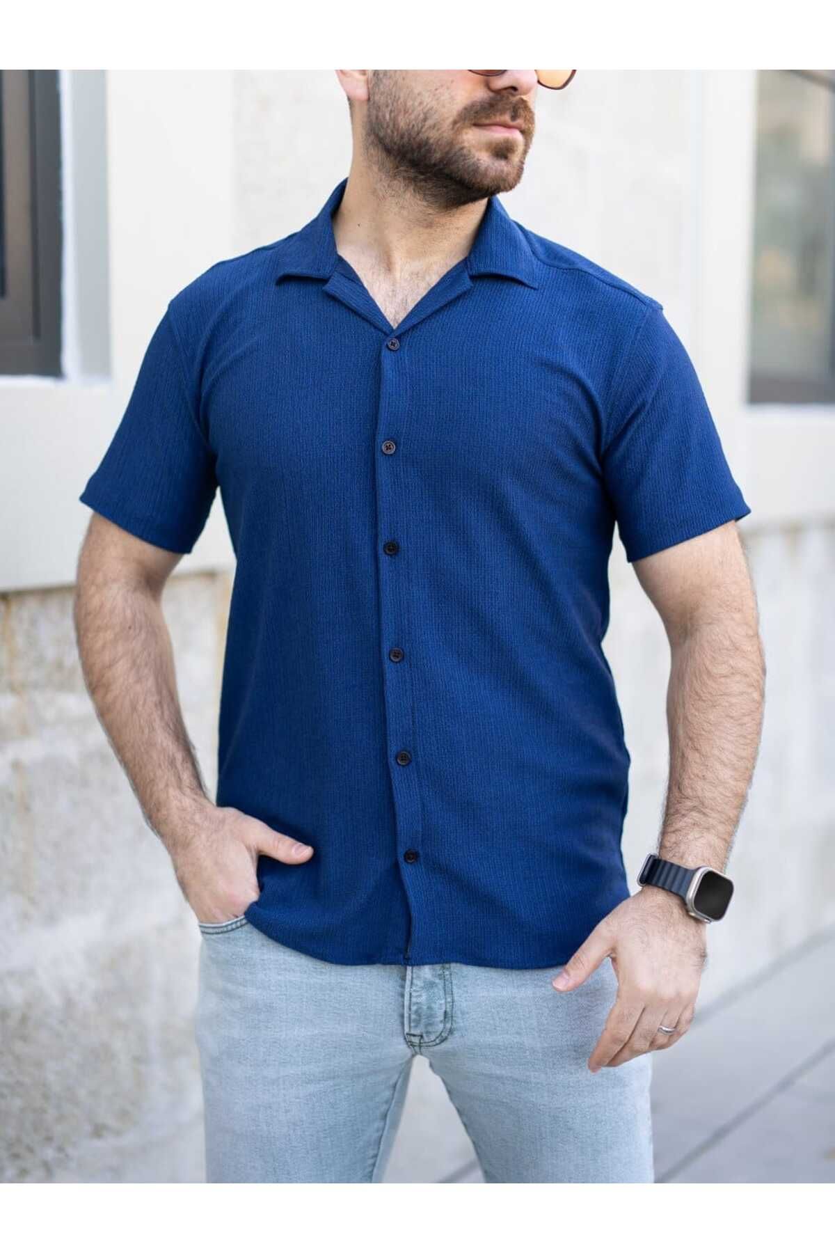 thekaplan GOFRE BÜRÜMCÜK KISA KOL REGULAR GÖMLEK