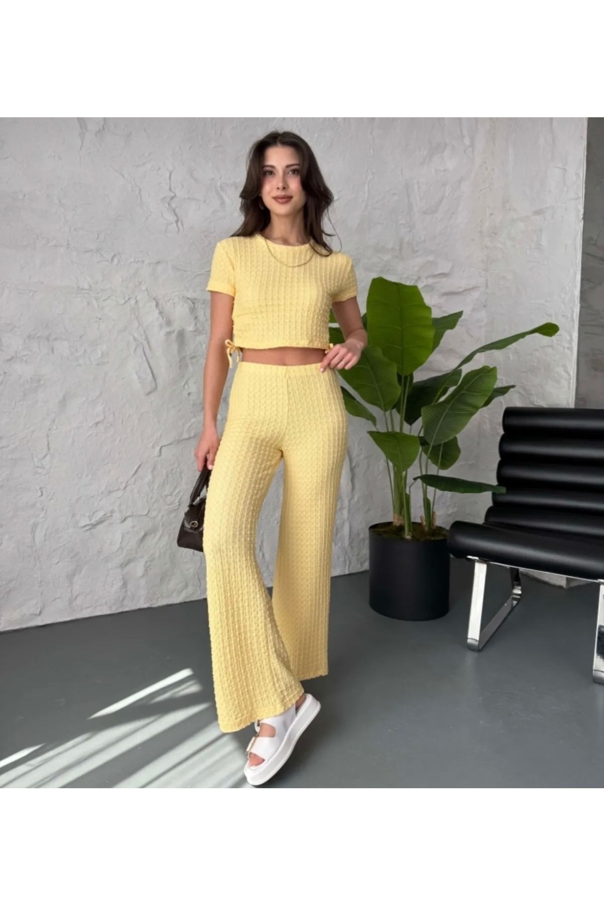 İmaj Büzgülü crop takım