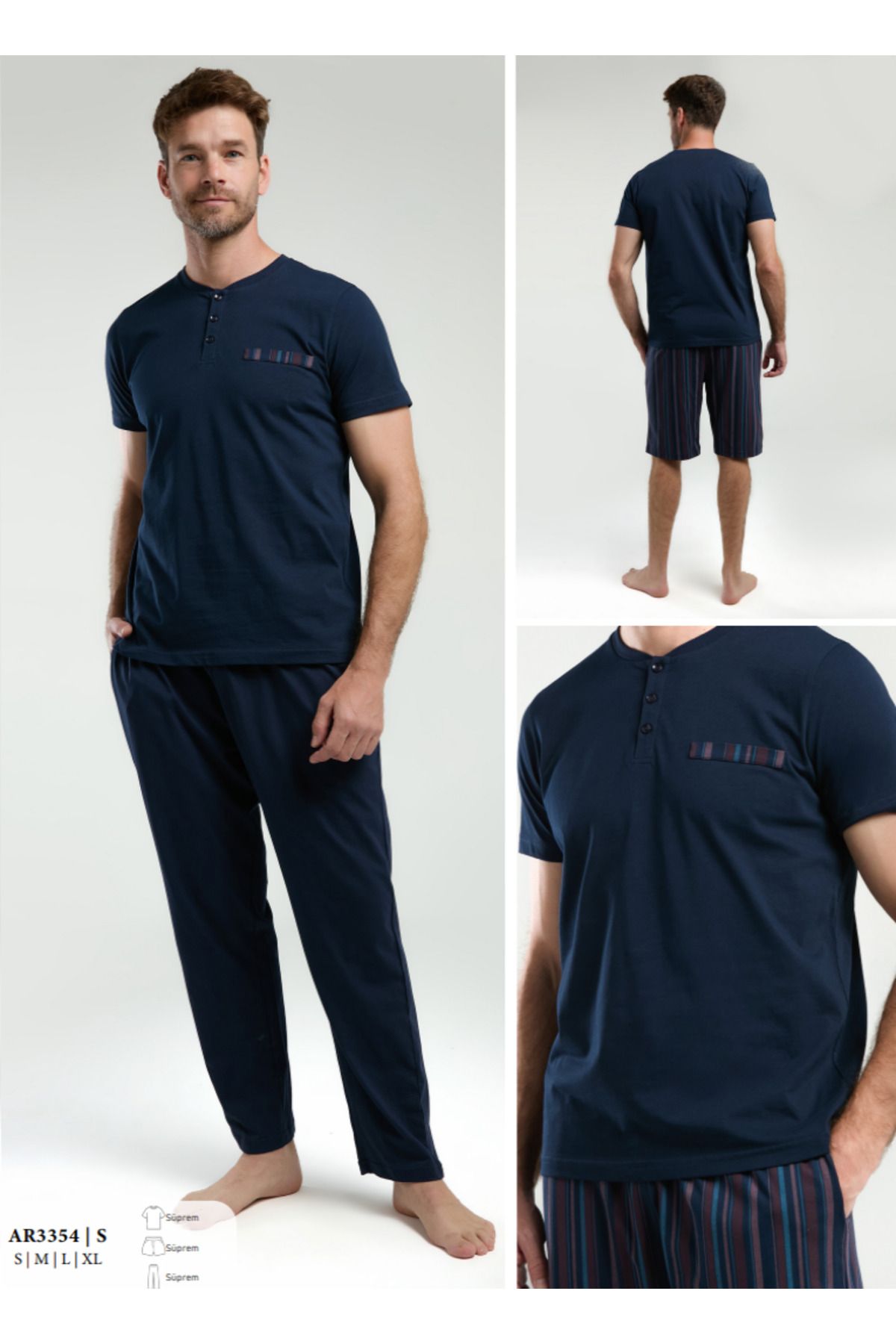 Fily İç Giyim ARNETTA Süprem T-shirt-Şort-Pantalon 3'lü Pijama Takımı