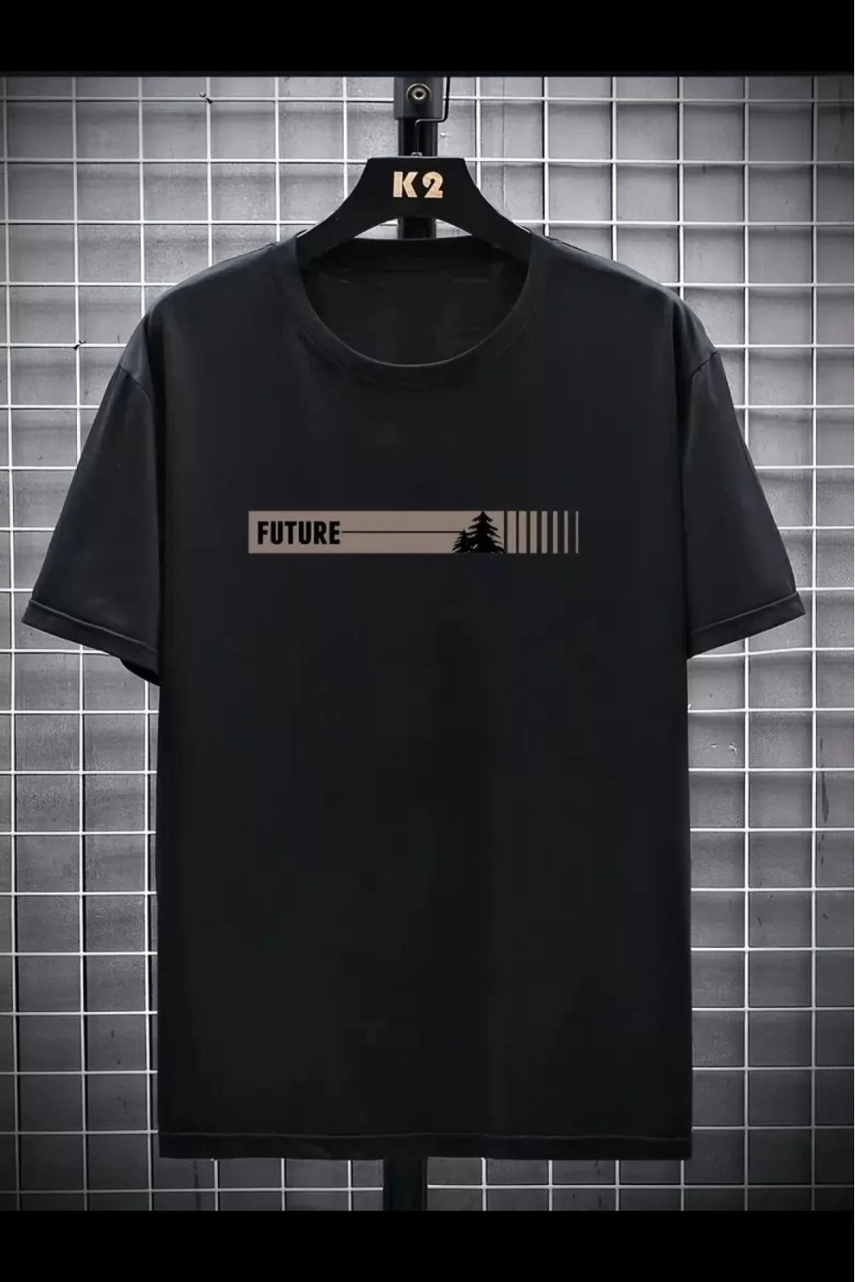 cakır and moniva FUTRE Baskılı Oversize Kısa Kol Bisiklet Yaka Erkek T-shirt