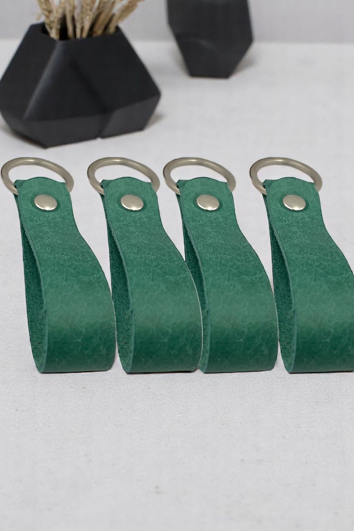 pepuza 4'lü Hakiki Deri Artisan Series Anahtarlık Su Yeşili - Özelleştirilebilir