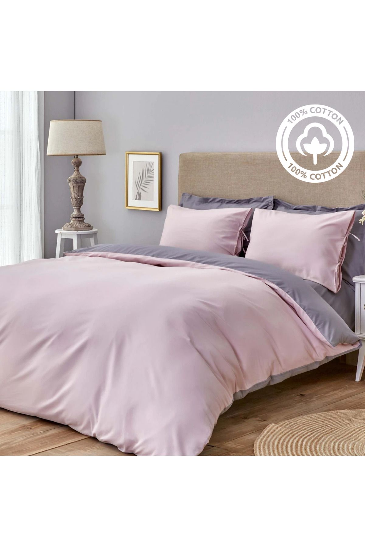 Sheri Home Tekstil Pure Gül Kurusu Çift Kişilik Nevresim Seti(YORGAN KILIFI 2 Lİ YASTIK KILIFI) %100 OtelPamukty6655888