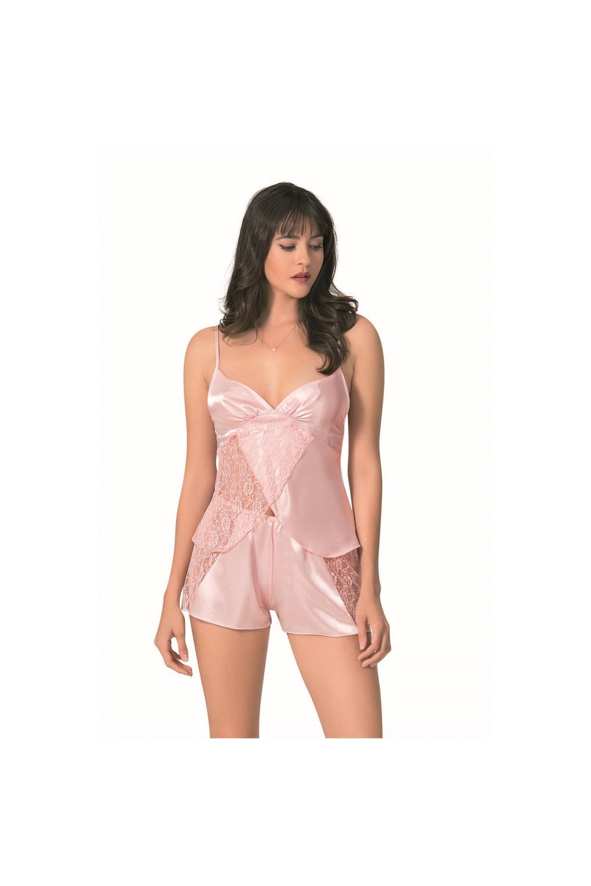 Narnuga Somon Saten Babydoll Şort Takımı