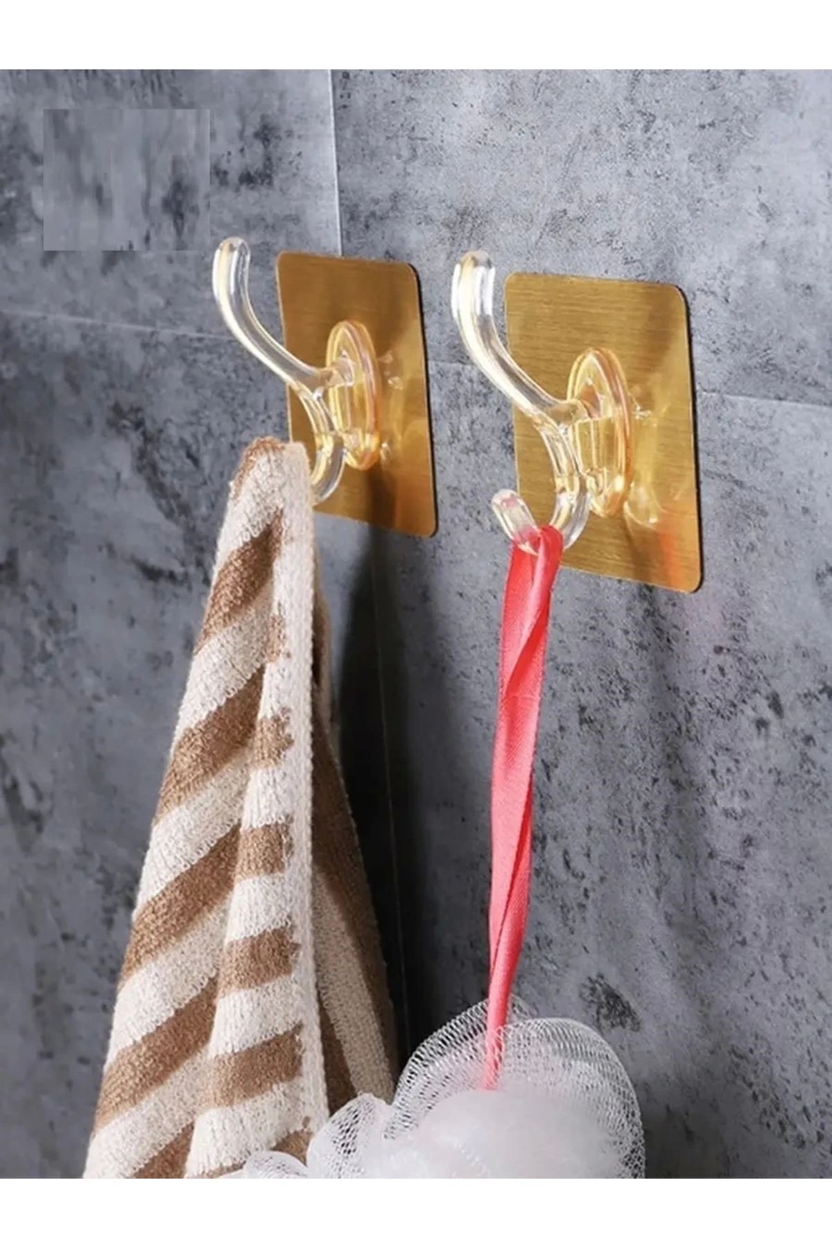 OurStyles 6lı Gold Kanca Askı Güçlü Yapışkanlı Mutfak Banyo Askısı