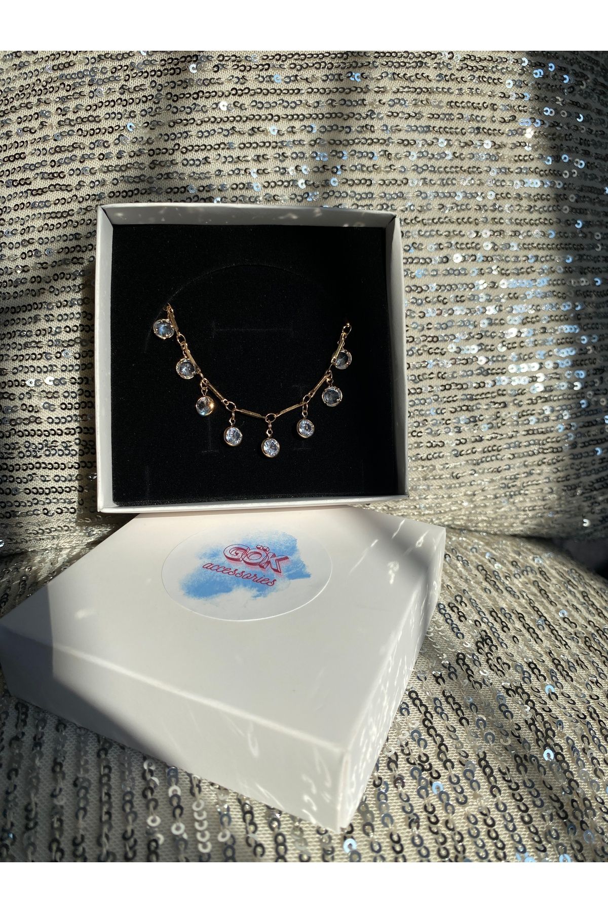 Gök Accessories Taşlı Gold Halhal