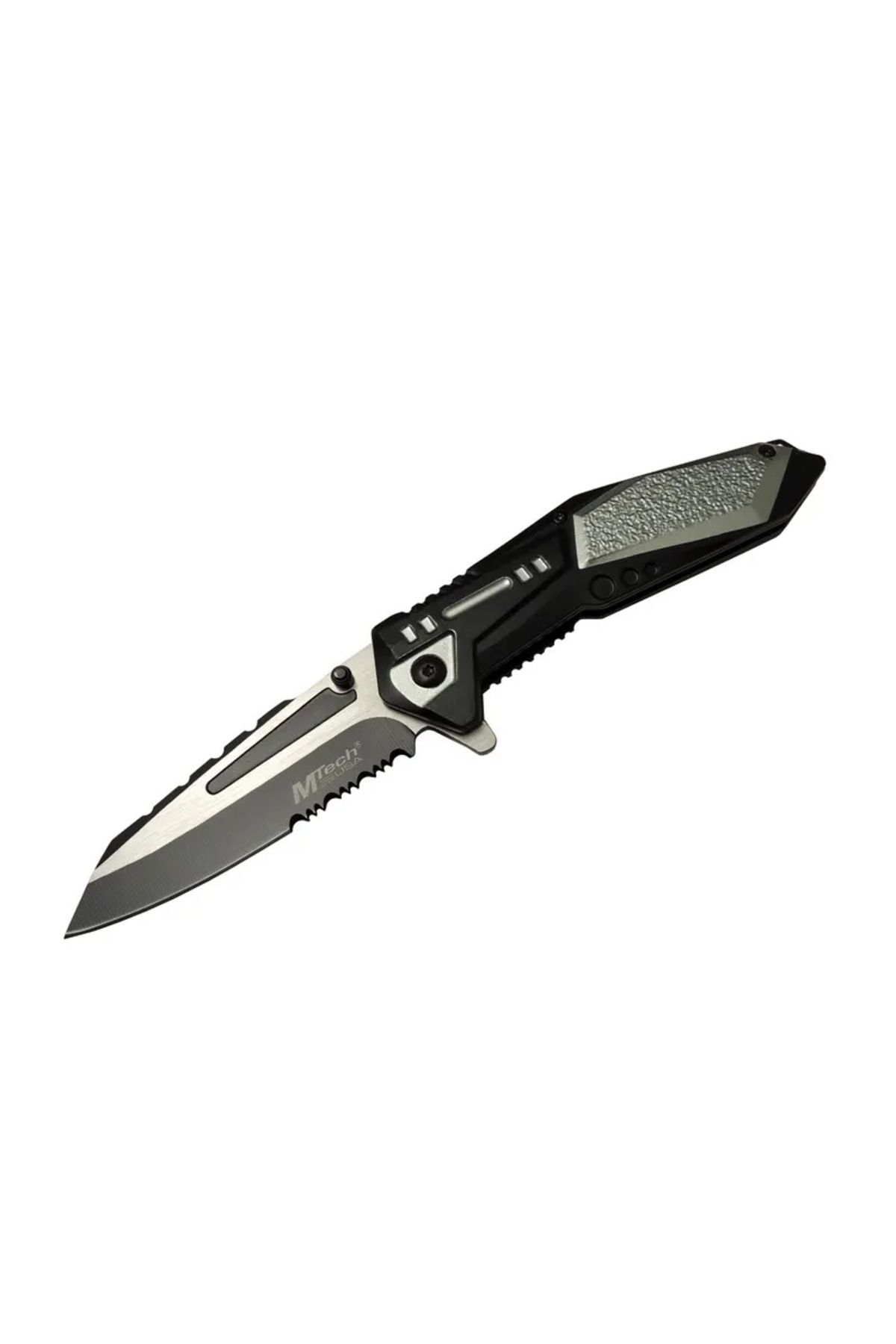 Fixport Mtech 4172 Gri Kamp Çakı 21cm - Yarı Otomatik, Kemerlikli, Testere Detaylı