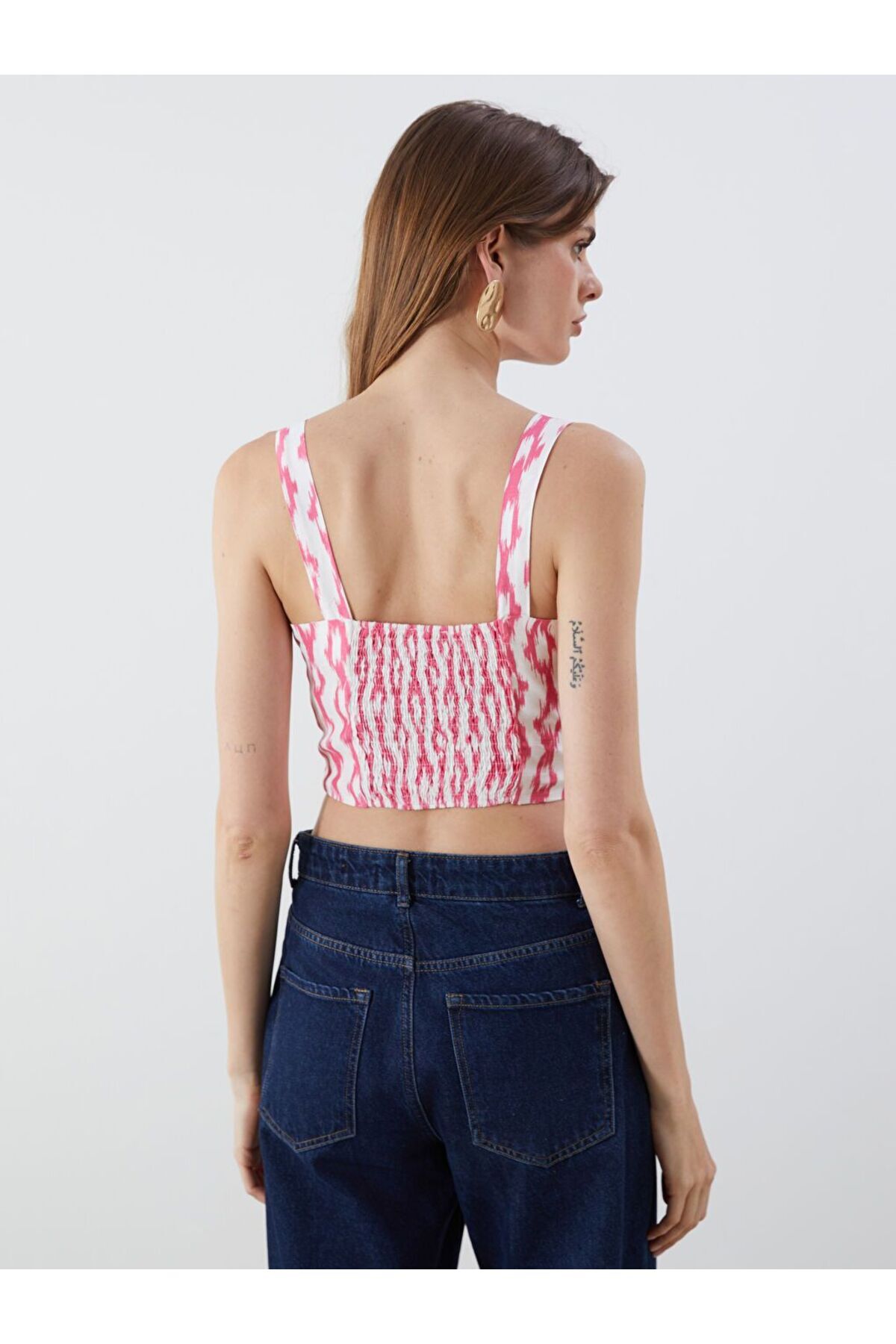 LC Waikiki-Lcw Vision Square Neck Patterned Strap Crop 4
