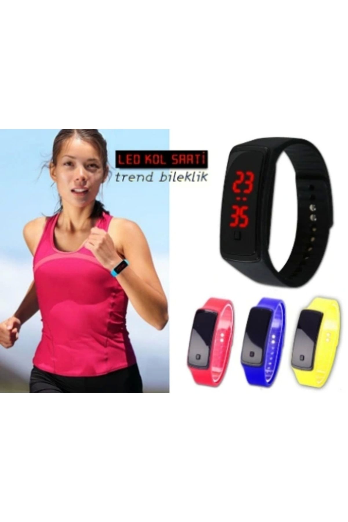 OurStyles Siyah Ekranlı Led Kol Saati (Kırmızı)