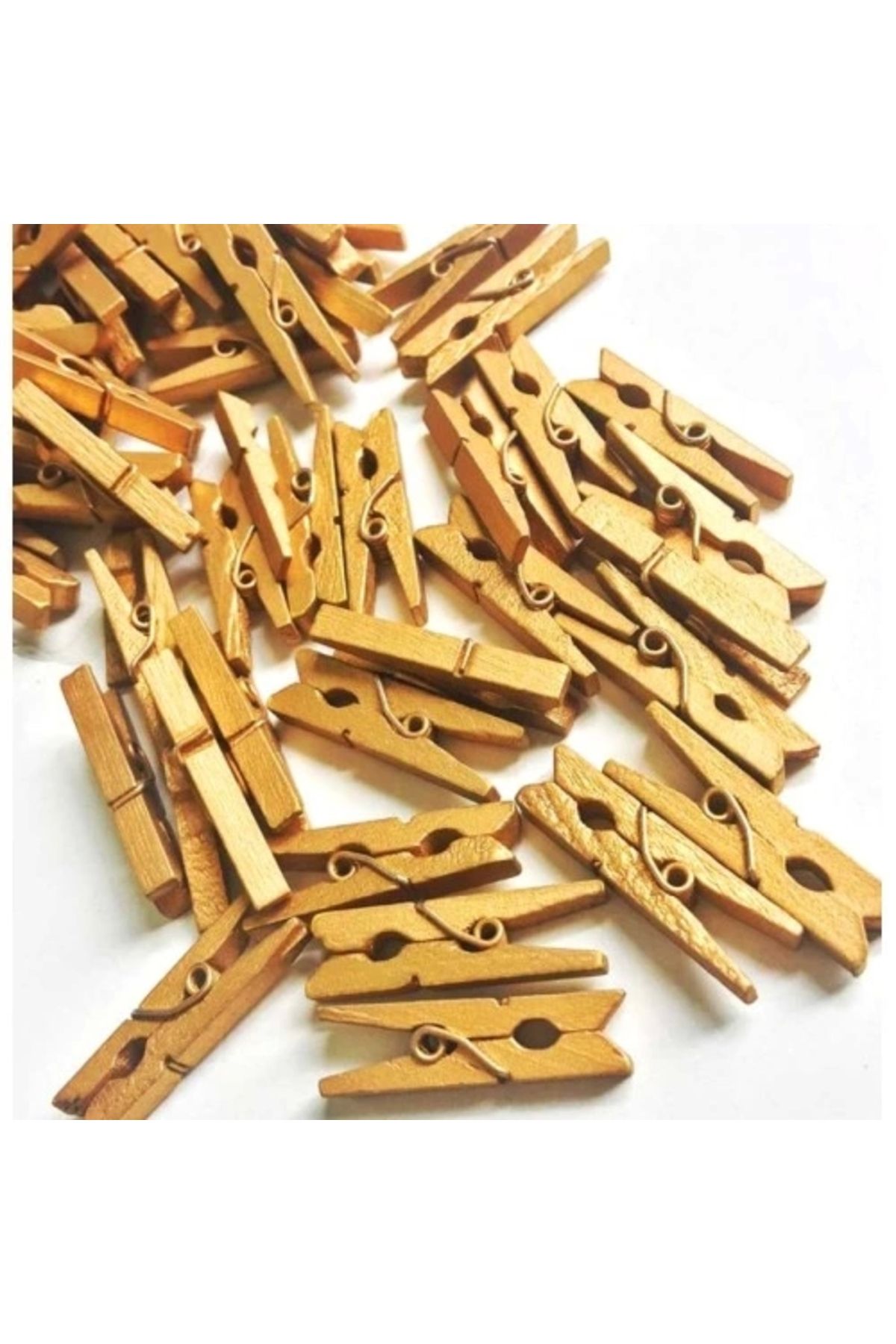 FTT SHOPPING MARKET 100'lü Gold Ahşap Mandal 2.5cm (10'lu Paket-1000 Adet)