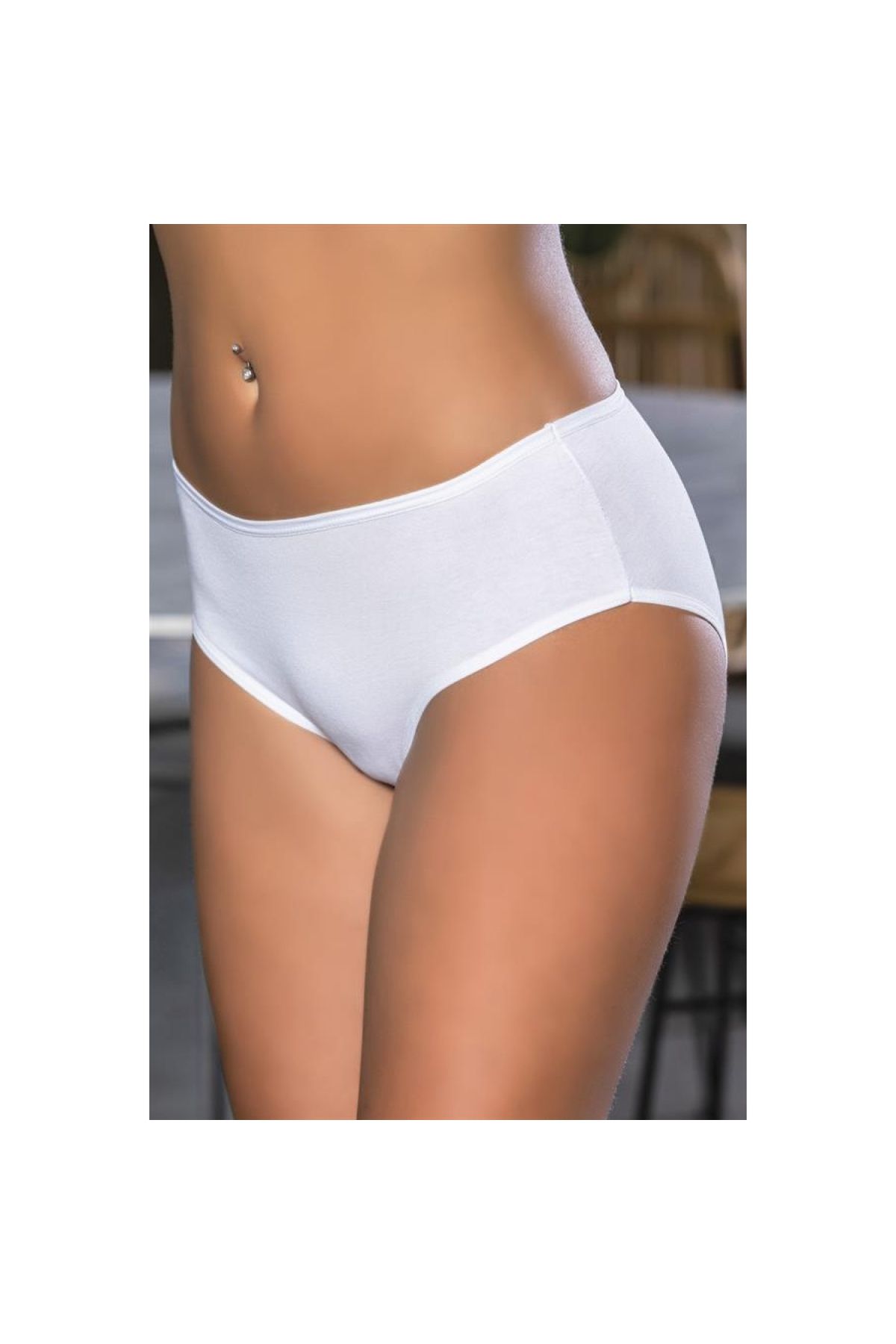 Narnuga Pamuklu Yüksek Bel Slip Külot Beyaz (brf2966)