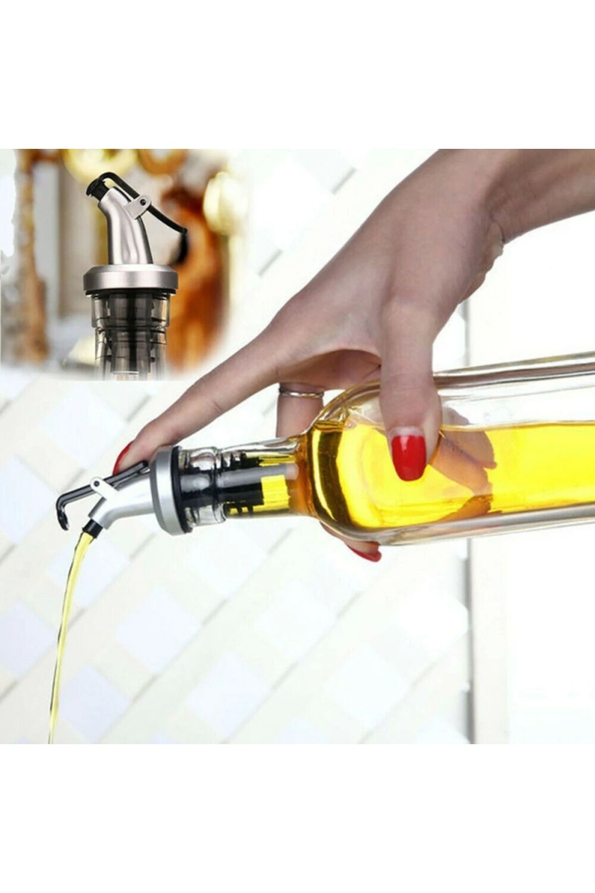 OurStyles 3 ADET Kapaklı Şişe Ucu Servis Aparatı Damlalık Yağdanlık Tıpa