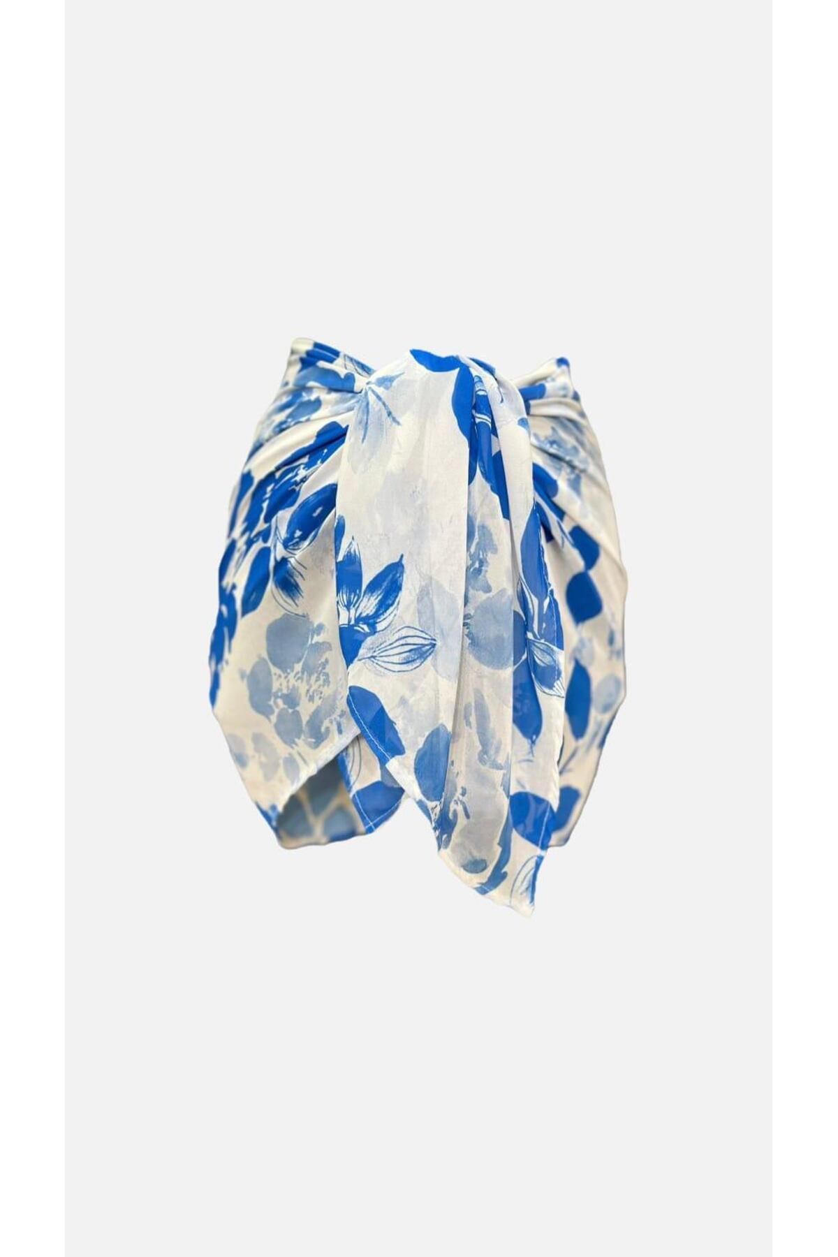 Niceboutique Belden Bağlamalı Desenli Şifon Pareo (150cmx50cm)