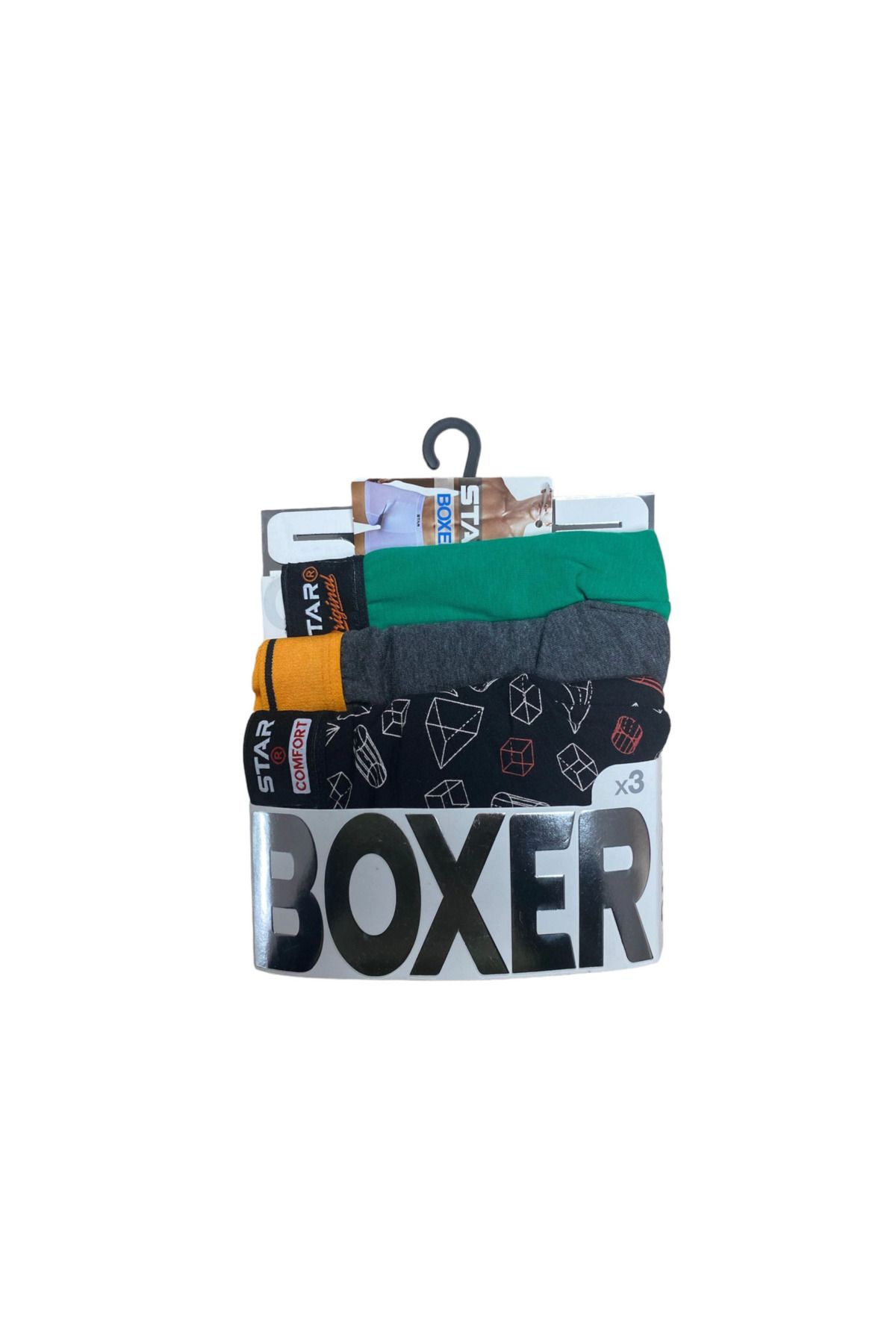 Narnuga Star 105 Desenli Jakar Erkek 3'lü Kemer Boxer