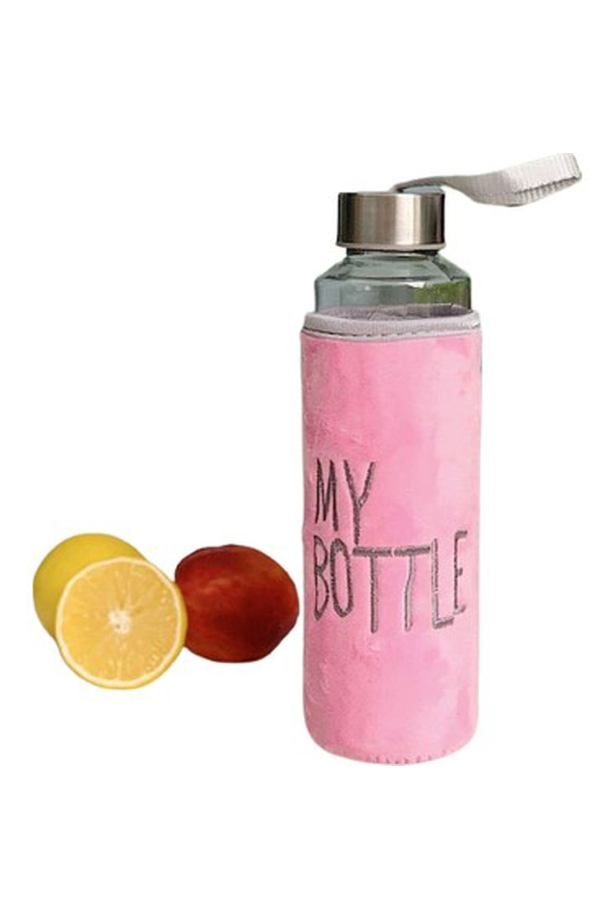 Hane216 Peluş Kılıflı Cam Matara 750 Ml