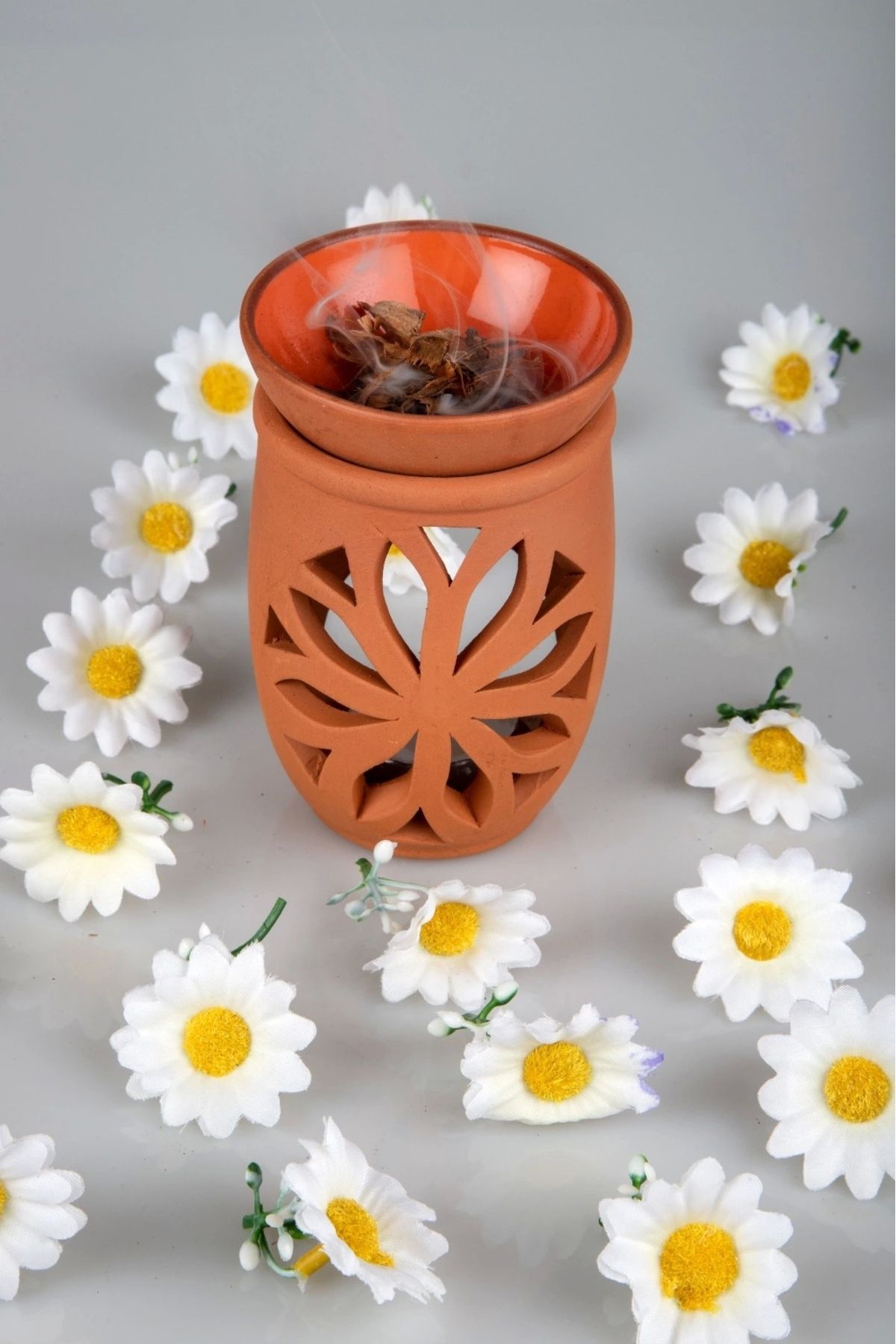OurStyles Lotus Çiçeği El Yapımı Çömlek Buhurdanlık Tütsülük