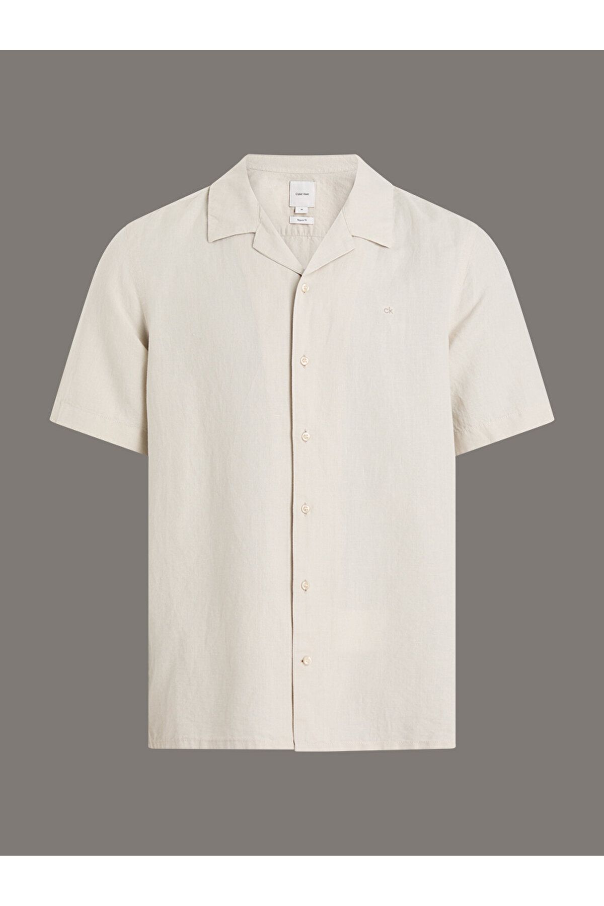 Calvin Klein Linen Cotton Cuban Collar Shirt