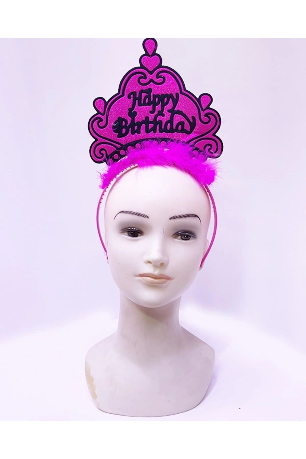 OurStyles Happy Birthday Neon Fuşya Renk Doğum Günü Tacı X Cm - Zarif Tasarım Şık Tasarım