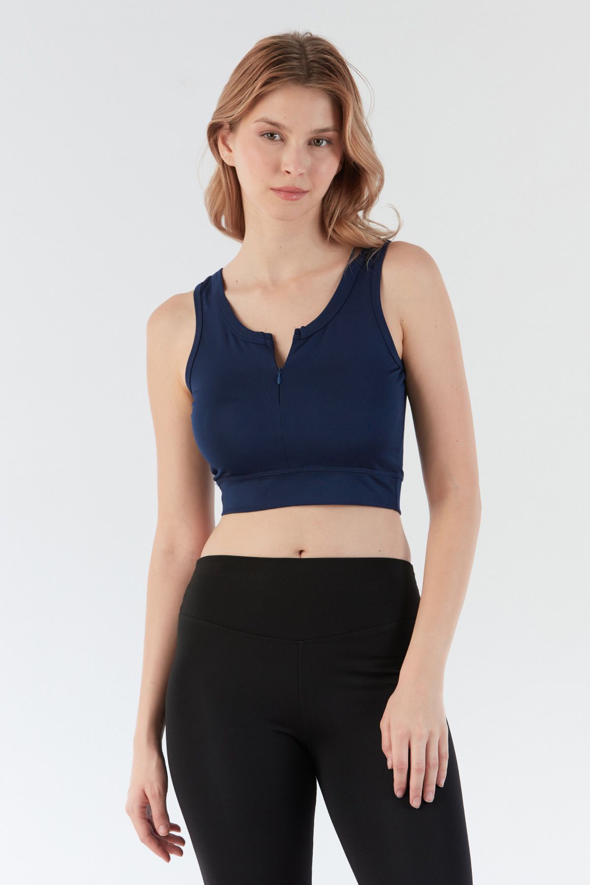 Fulla Moda Basic Önü Fermuarlı Crop Body
