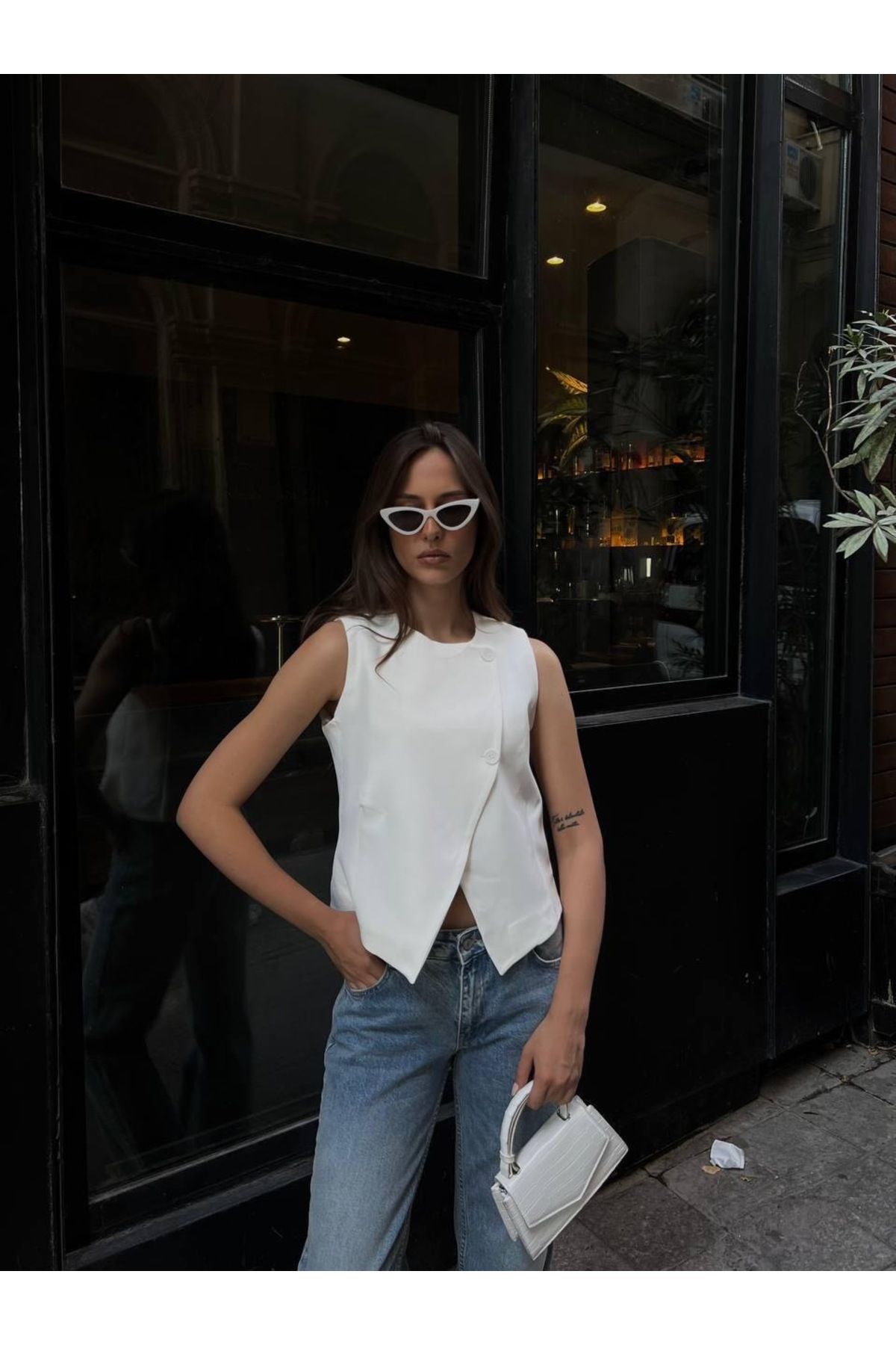 Hotfashion Asinetrik Düğmeli Yelek