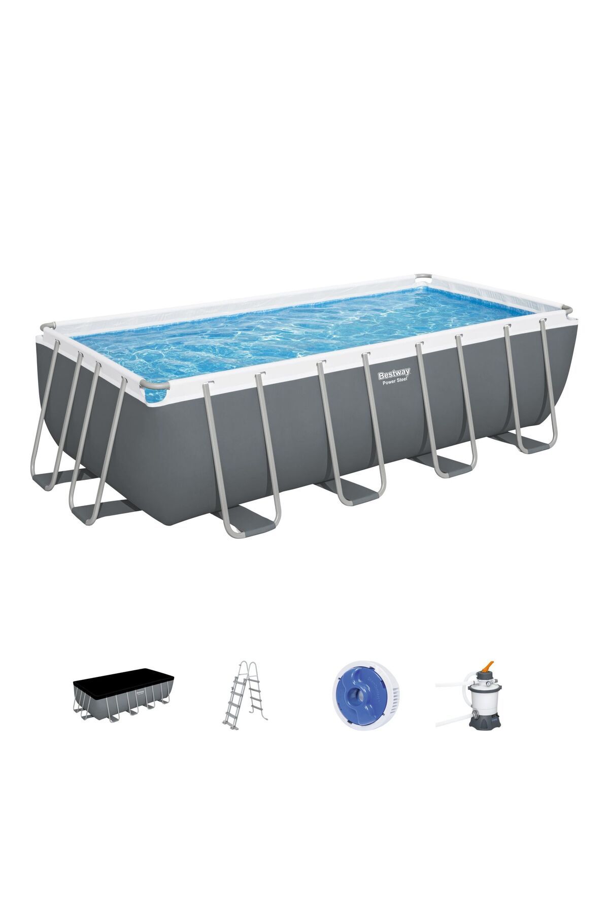 BESTWAY Power Steel™ 56671 Prefabrik Dikdörtgen Yer Üstü Havuz Seti 4,88 m x 2,44 m x 1,22 m