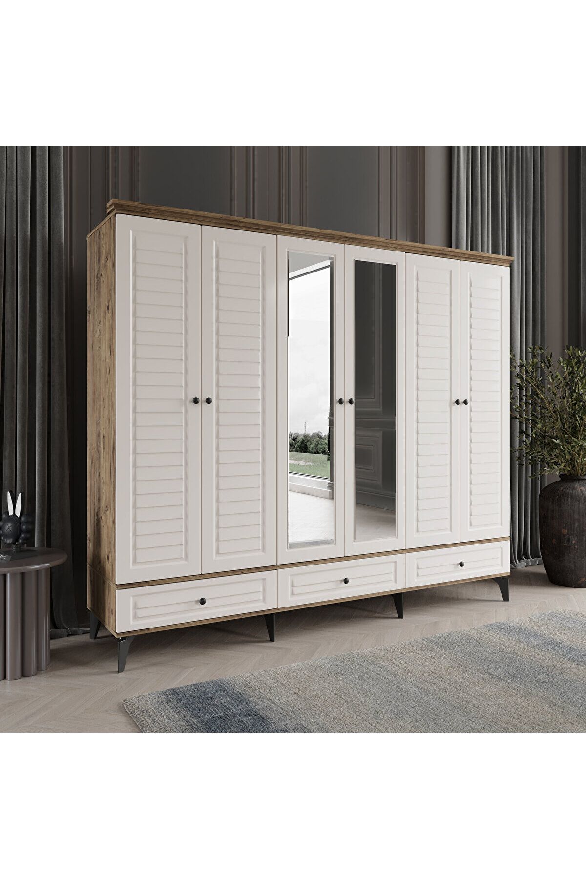 DRNHOME SOFYA 6 KAPAKLI AYTAŞI GARDIROP TAMAMI MDF
