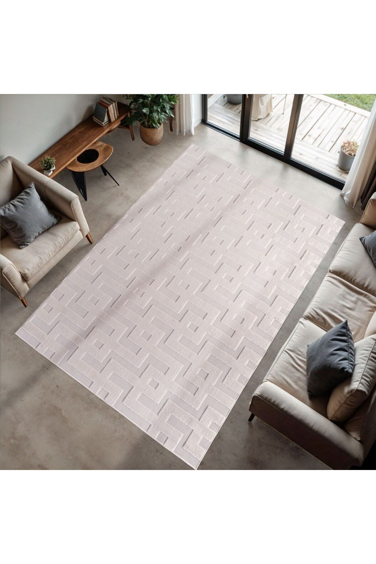 Karpetica Doha Modern Bohem Labirent Krem Renkli Sisal Dokuma Halı