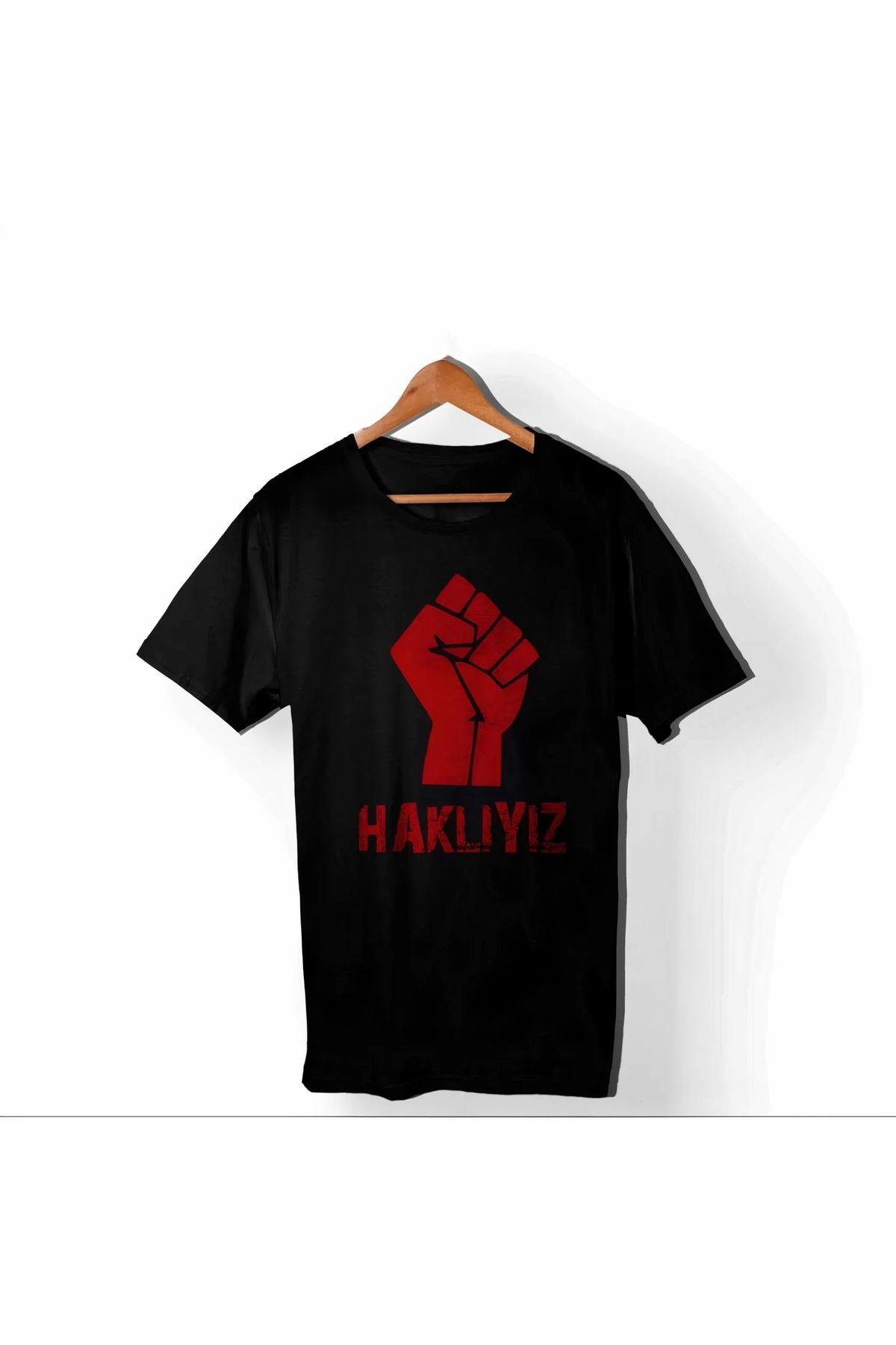 luz&pos 1 Mayıs Emekçilerimiz İçin Özel Tasarım Haklıyız Baskılı T-shirt - Siyah
