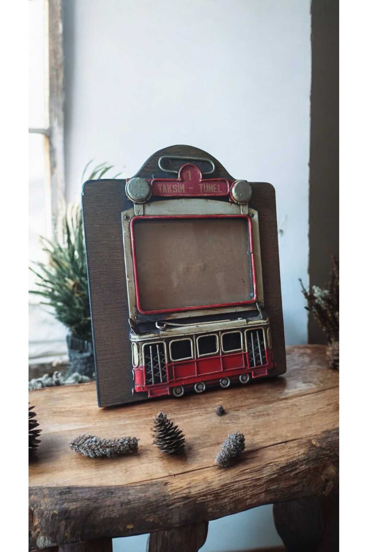Hureggo vintage taksim-tünel ahşap metal çerçeve & 24 x19.5 cm